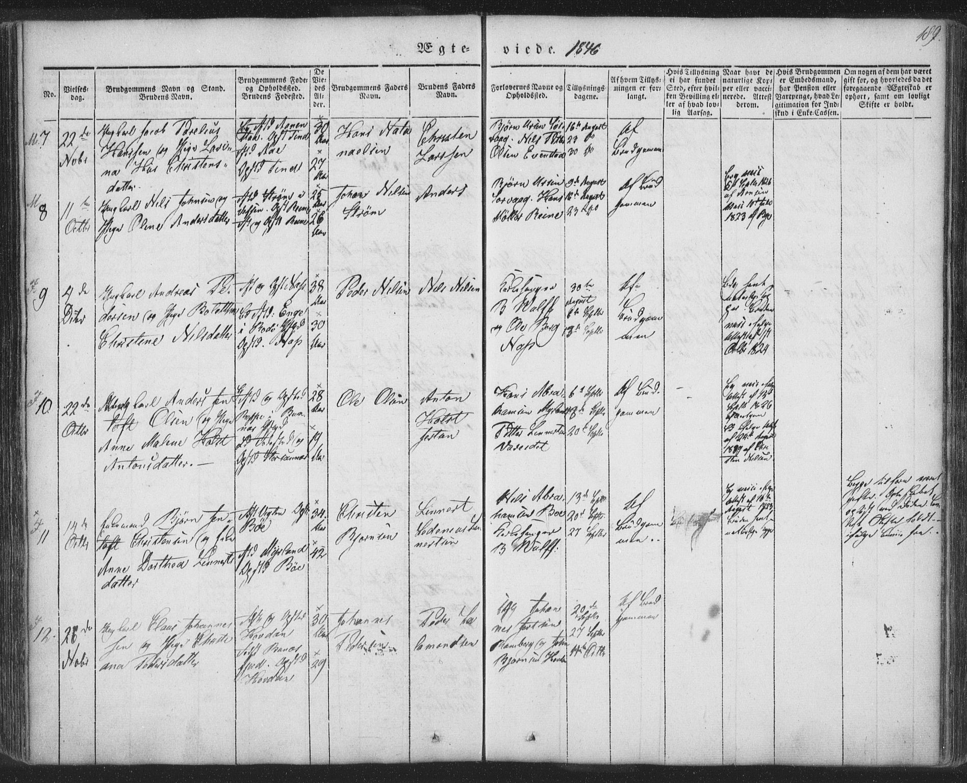 Ministerialprotokoller, klokkerbøker og fødselsregistre - Nordland, AV/SAT-A-1459/885/L1202: Parish register (official) no. 885A03, 1838-1859, p. 189