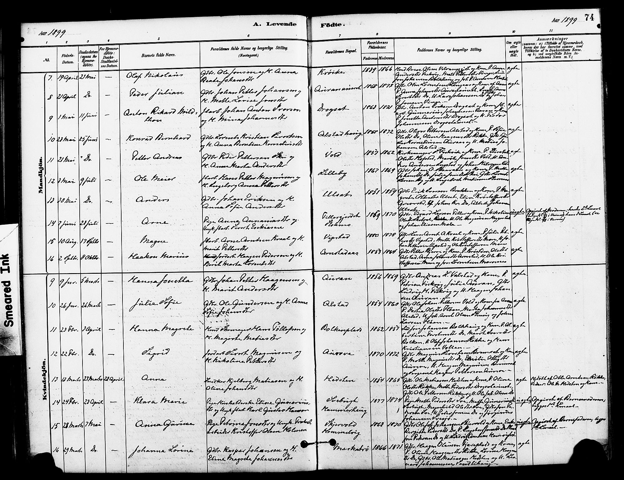 Ministerialprotokoller, klokkerbøker og fødselsregistre - Nord-Trøndelag, SAT/A-1458/712/L0100: Parish register (official) no. 712A01, 1880-1900, p. 74