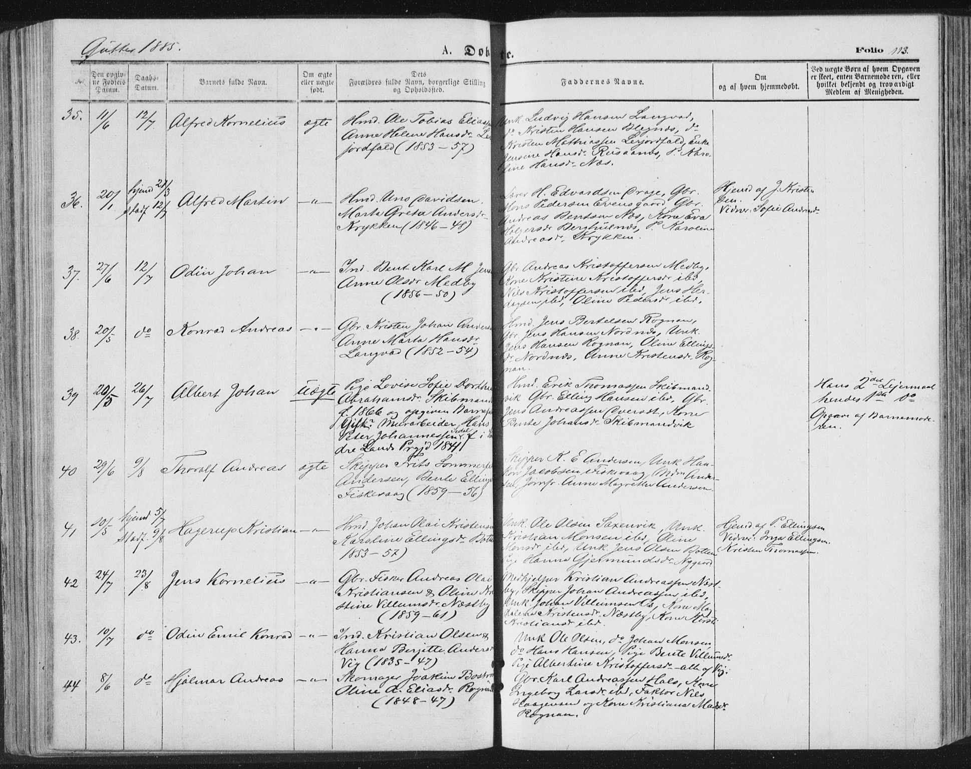 Ministerialprotokoller, klokkerbøker og fødselsregistre - Nordland, AV/SAT-A-1459/847/L0668: Parish register (official) no. 847A08, 1872-1886, p. 113