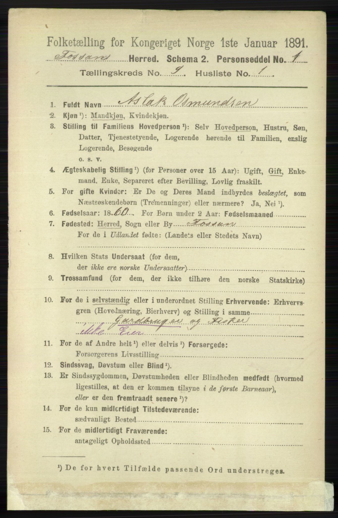 RA, 1891 census for 1129 Forsand, 1891, p. 1471