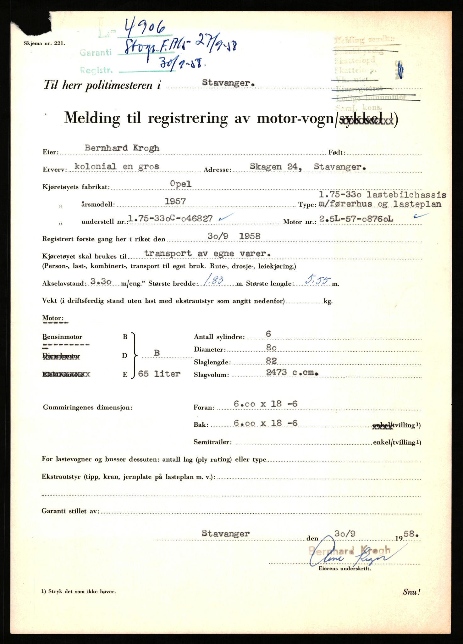 Stavanger trafikkstasjon, SAST/A-101942/0/F/L0013: L-4700 - L-5079, 1930-1971, p. 919