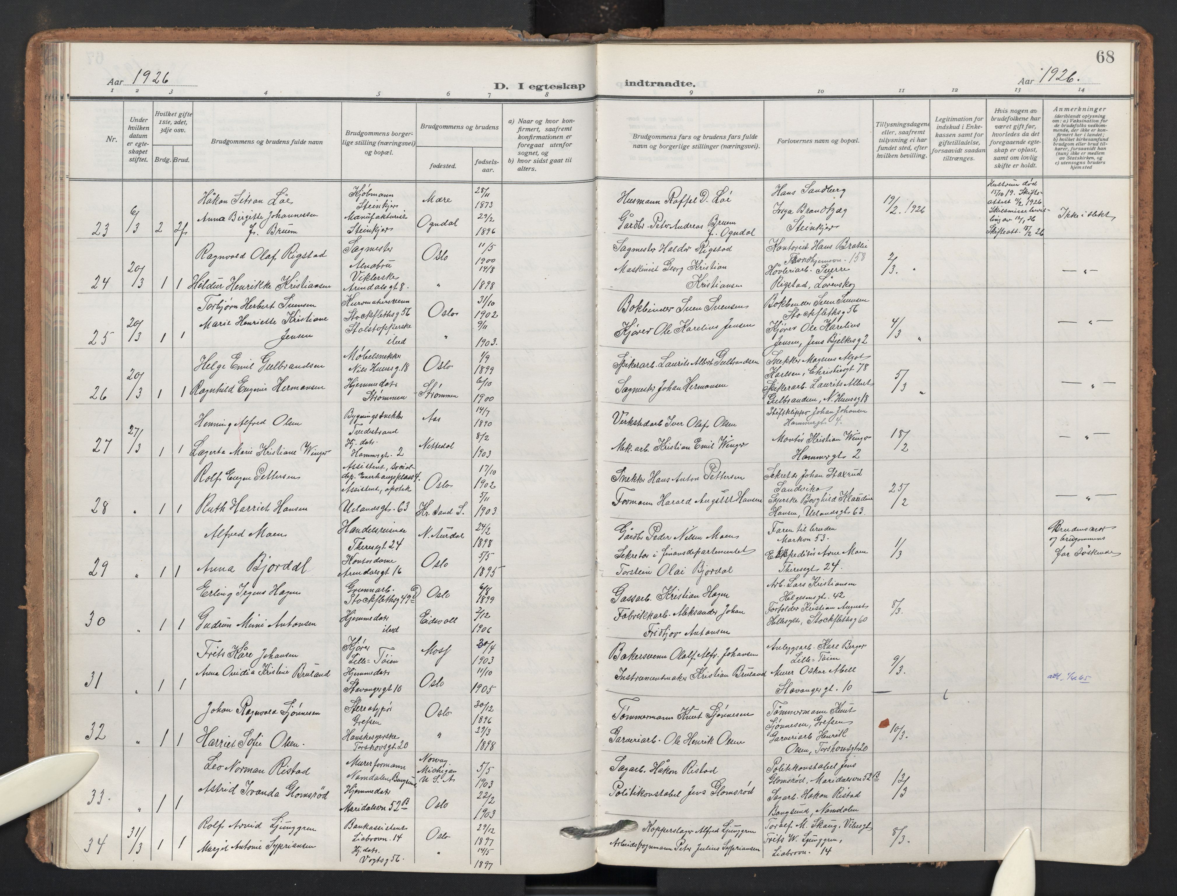 Sagene prestekontor Kirkebøker, AV/SAO-A-10796/F/L0013: Parish register (official) no. 13, 1920-1929, p. 68