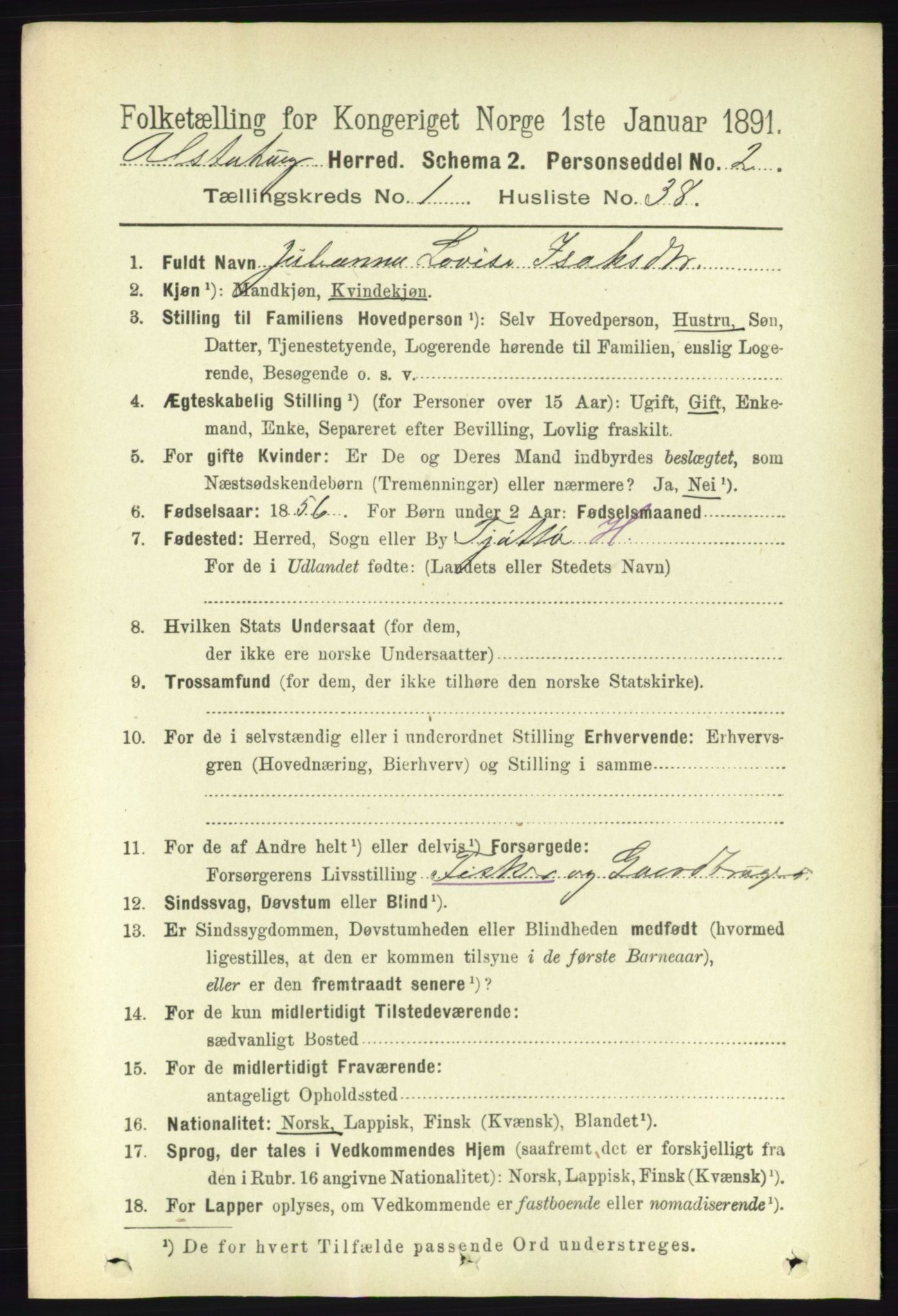 RA, 1891 census for 1820 Alstahaug, 1891, p. 329