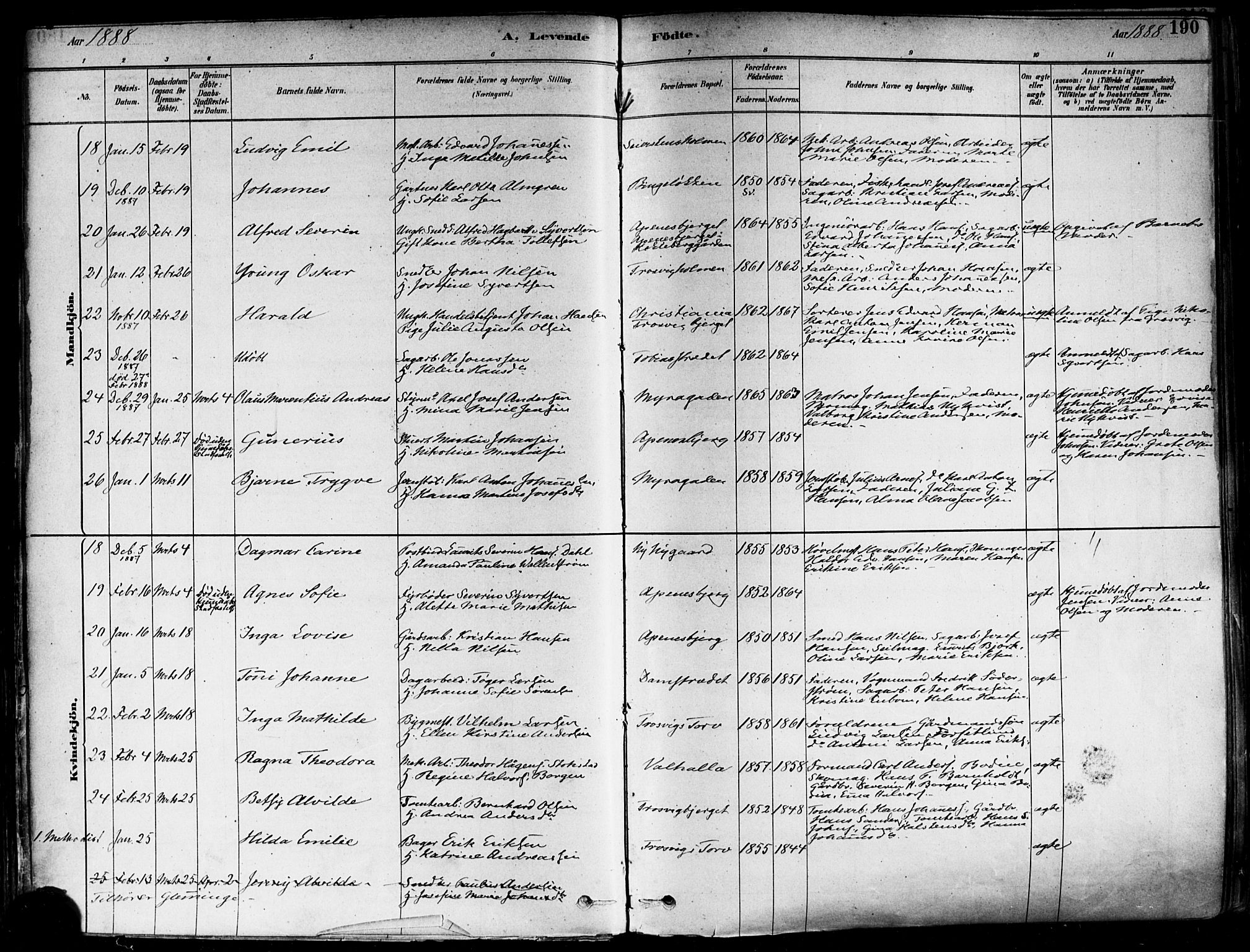 Fredrikstad domkirkes prestekontor Kirkebøker, AV/SAO-A-10906/F/Fa/L0002: Parish register (official) no. 2, 1878-1894, p. 190