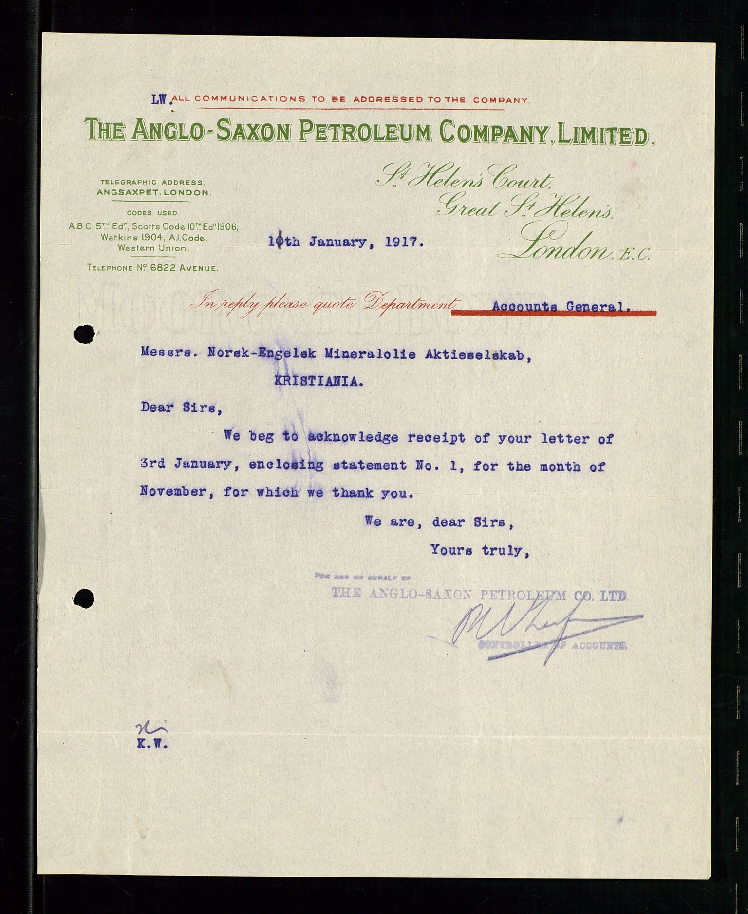 Pa 1521 - A/S Norske Shell, AV/SAST-A-101915/E/Ea/Eaa/L0001: Sjefskorrespondanse, 1917, p. 36