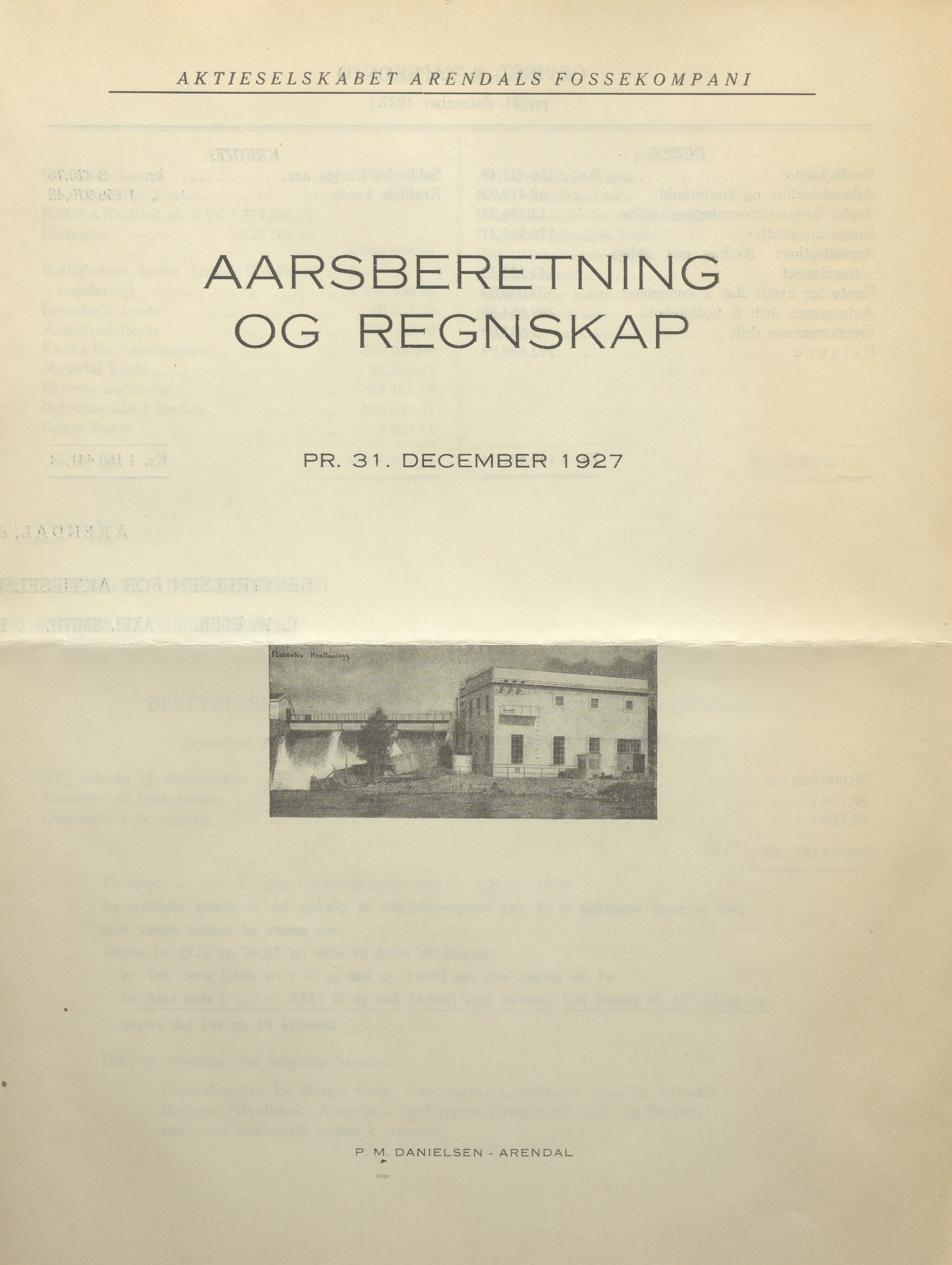 Arendals Fossekompani, AAKS/PA-2413/X/X01/L0001/0008: Beretninger, regnskap, balansekonto, gevinst- og tapskonto / Årsberetning og regnskap 1919 - 1927, 1919-1927, p. 27