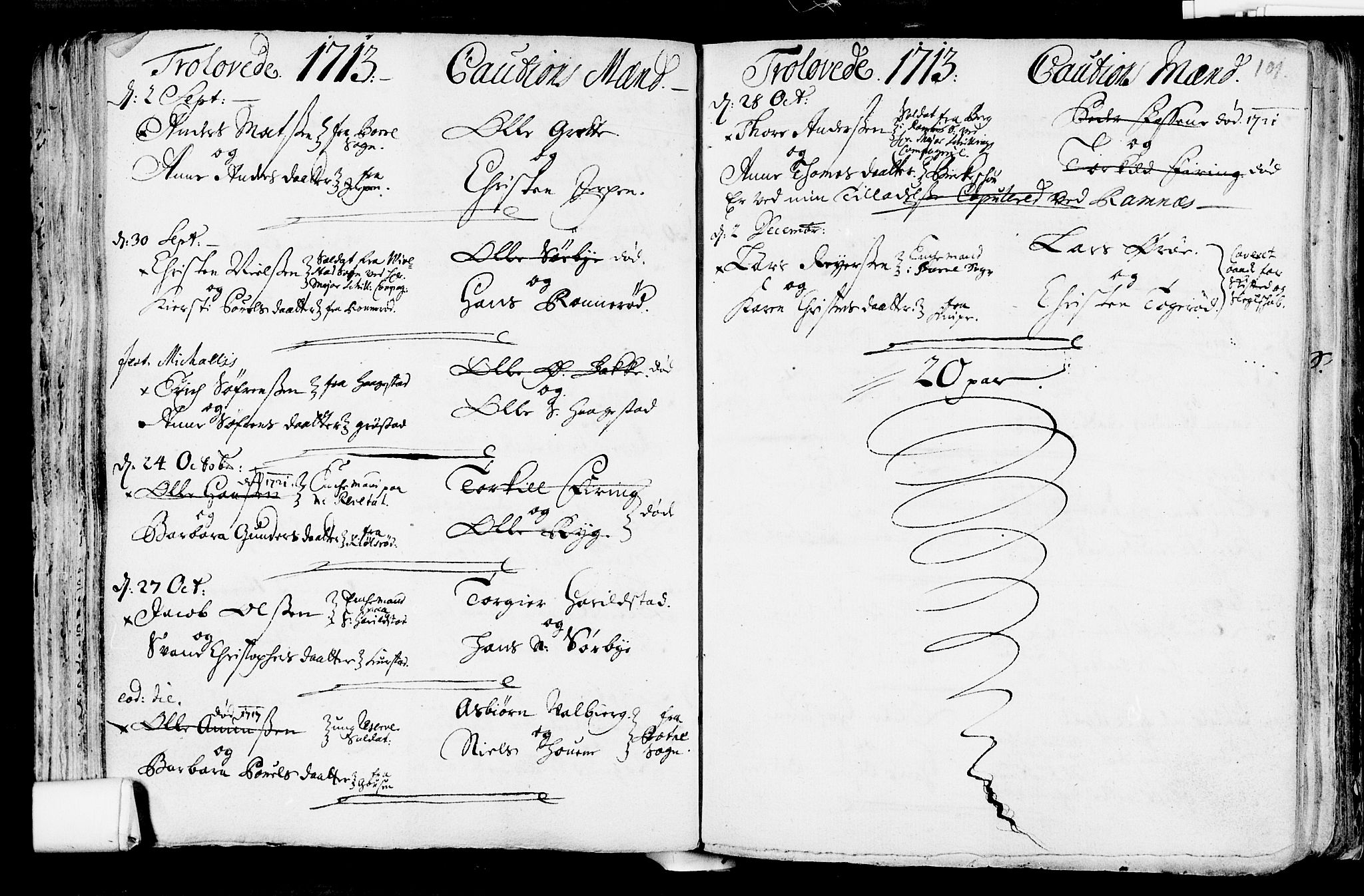 Våle kirkebøker, SAKO/A-334/F/Fa/L0002: Parish register (official) no. I 2, 1705-1732, p. 101