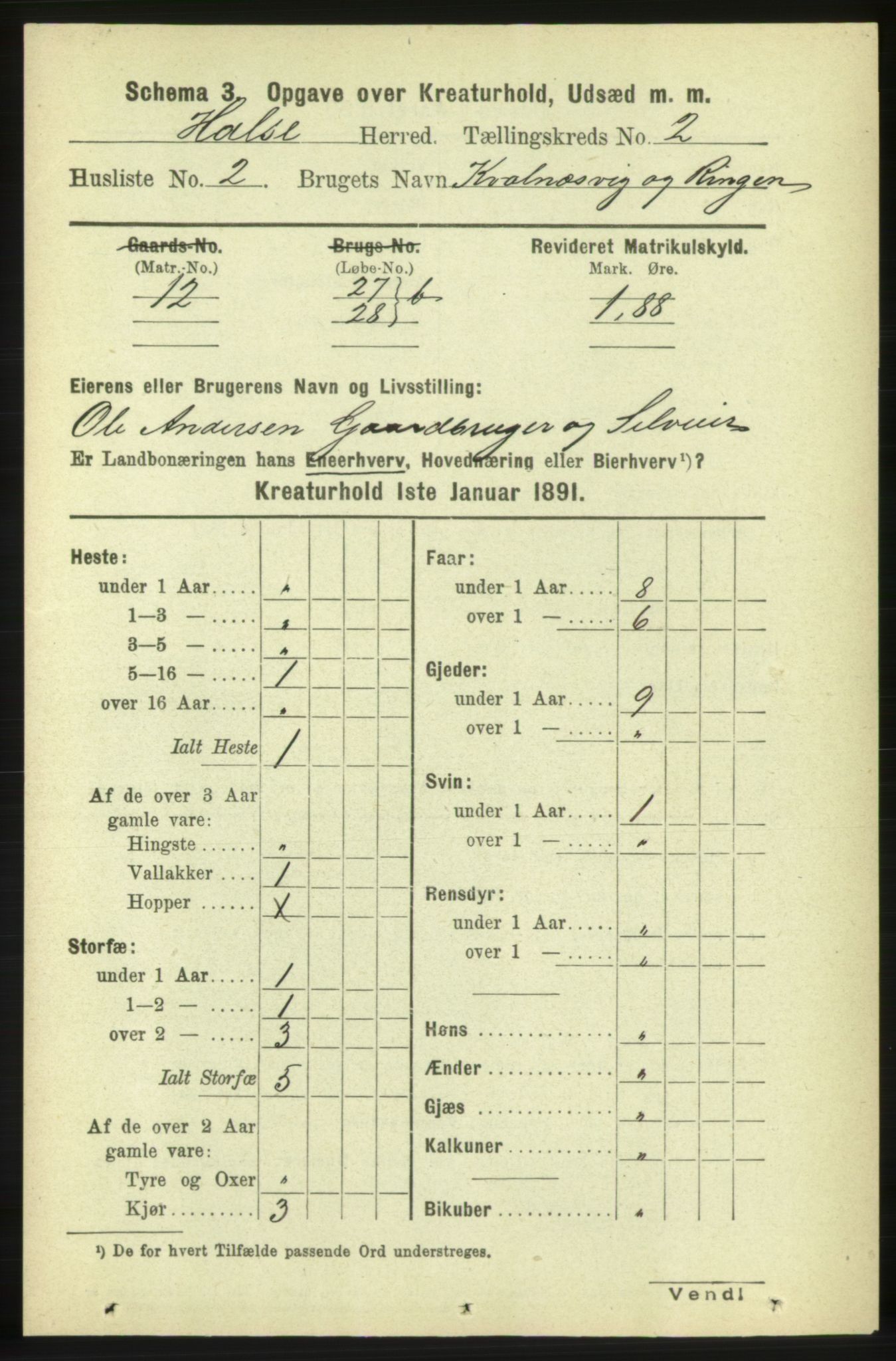 RA, 1891 census for 1571 Halsa, 1891, p. 1920