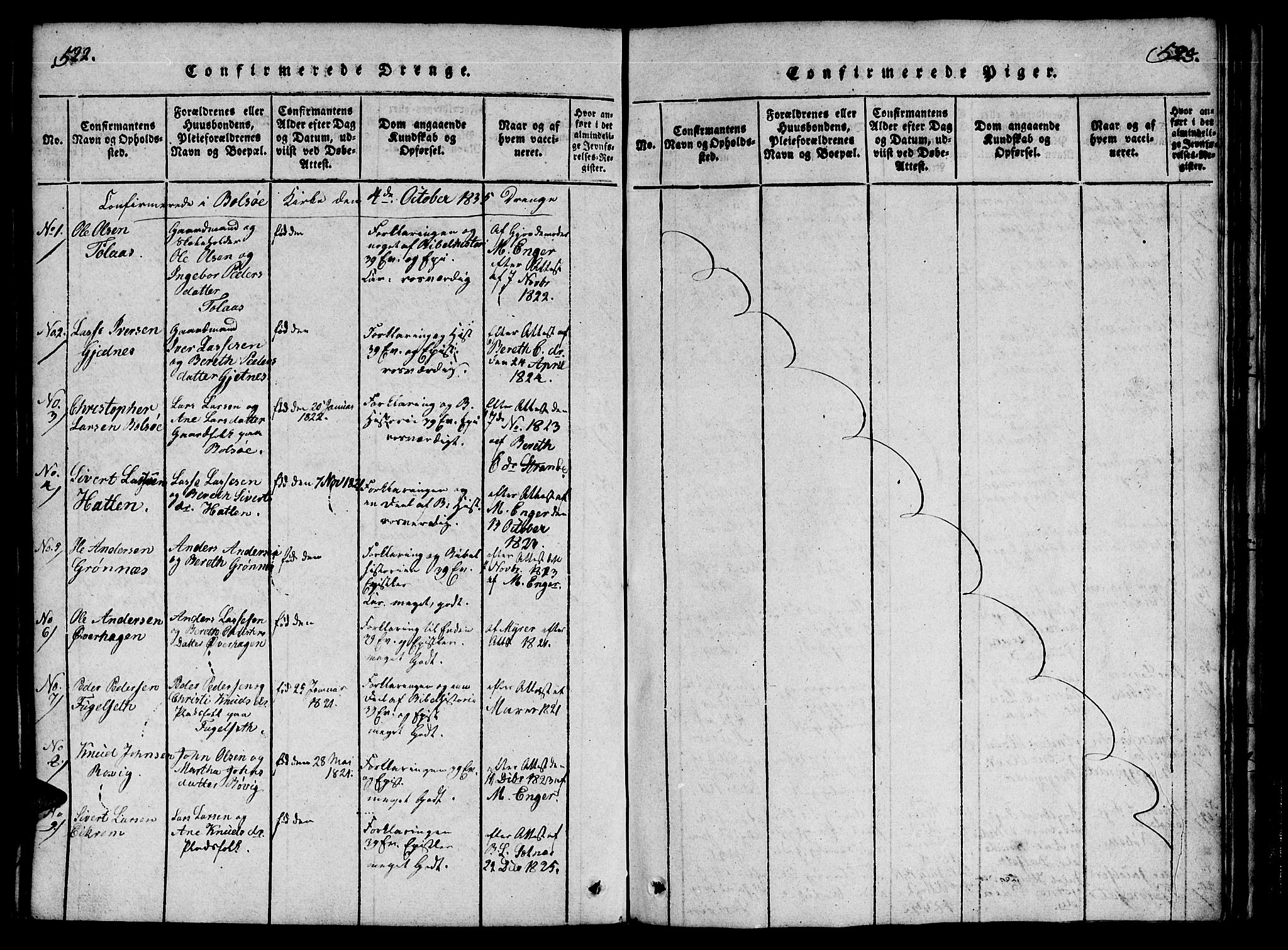 Ministerialprotokoller, klokkerbøker og fødselsregistre - Møre og Romsdal, SAT/A-1454/555/L0652: Parish register (official) no. 555A03, 1817-1843, p. 522-523