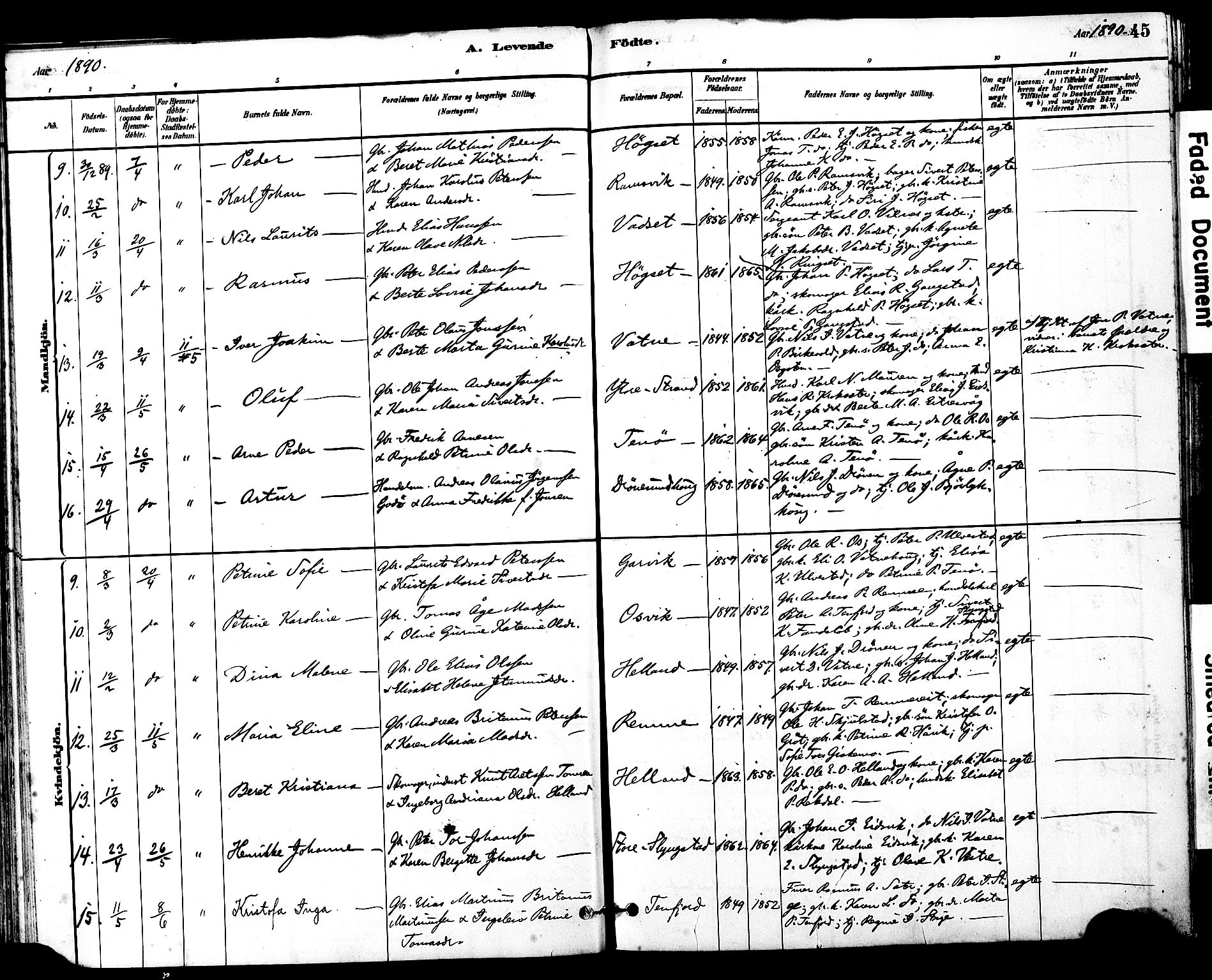 Ministerialprotokoller, klokkerbøker og fødselsregistre - Møre og Romsdal, SAT/A-1454/525/L0374: Parish register (official) no. 525A04, 1880-1899, p. 45