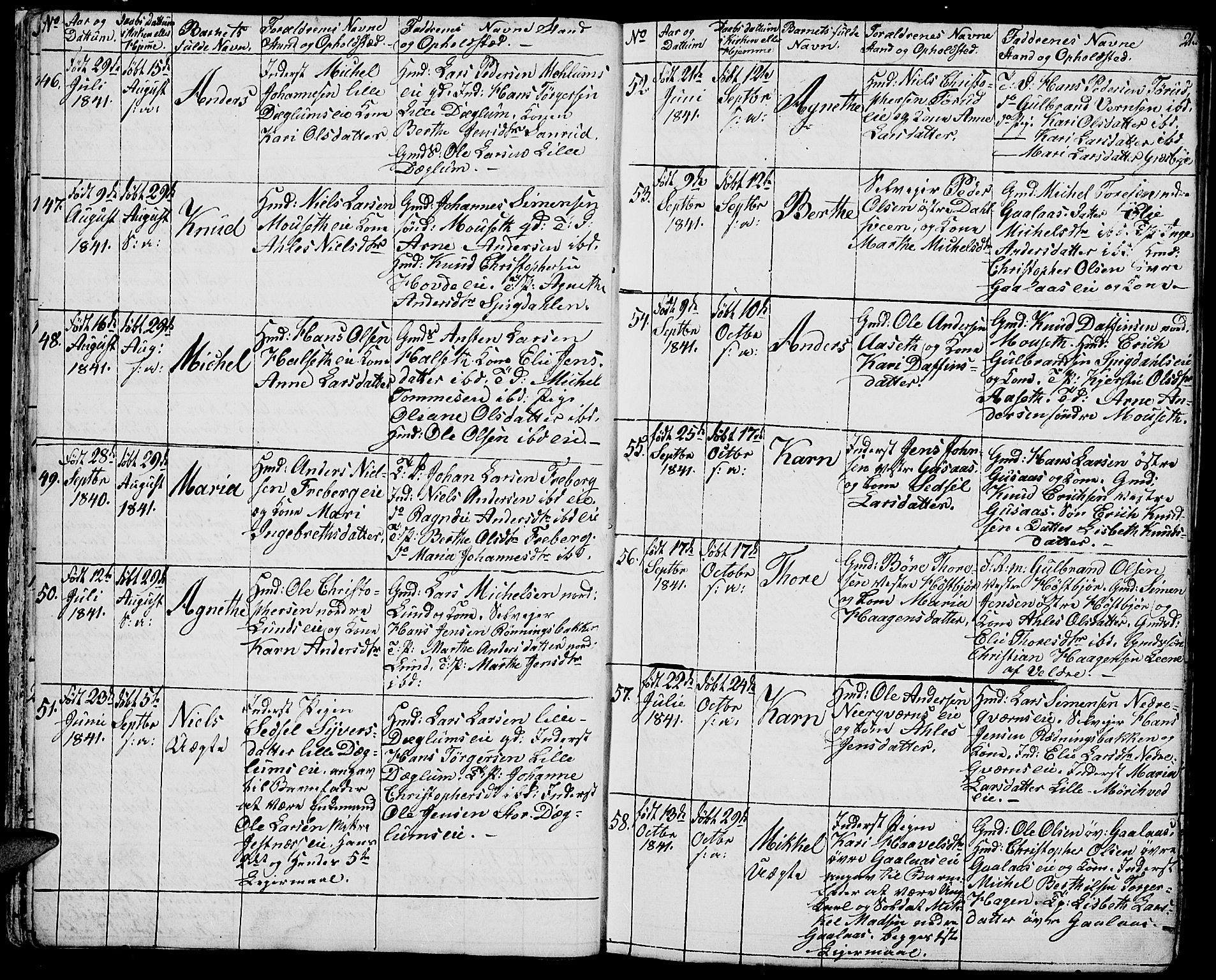 Vang prestekontor, Hedmark, SAH/PREST-008/H/Ha/Hab/L0009: Parish register (copy) no. 9, 1836-1870, p. 21