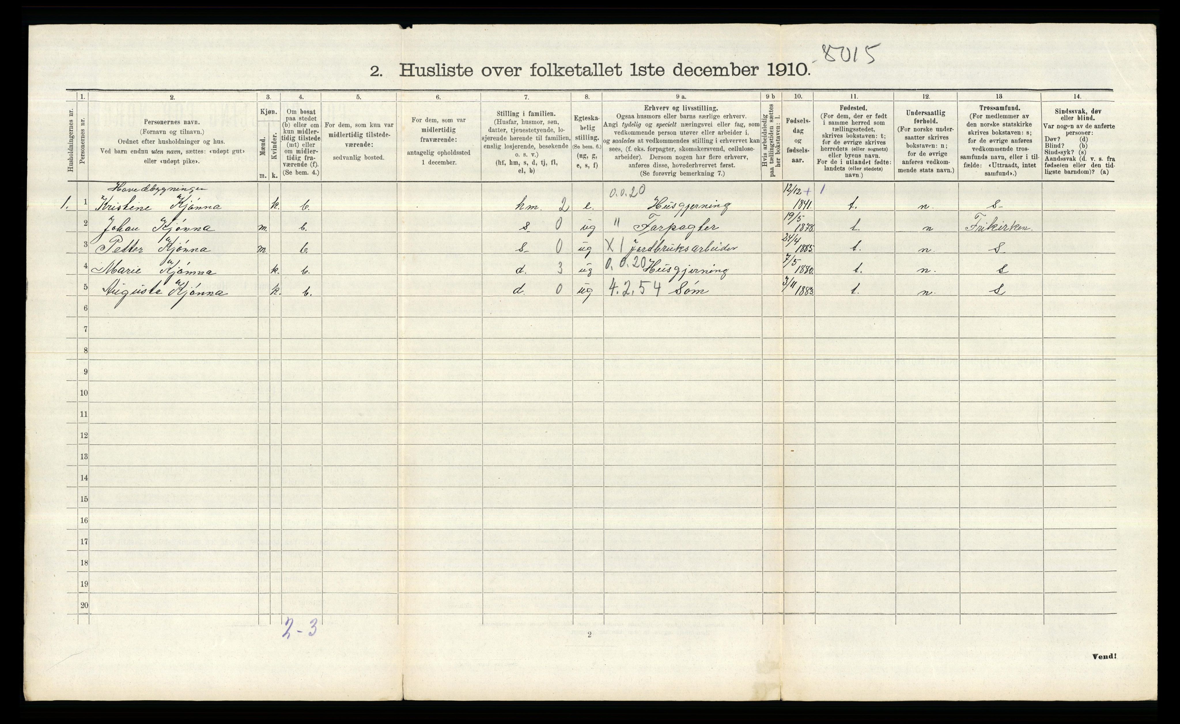 RA, 1910 census for Øymark, 1910, p. 565