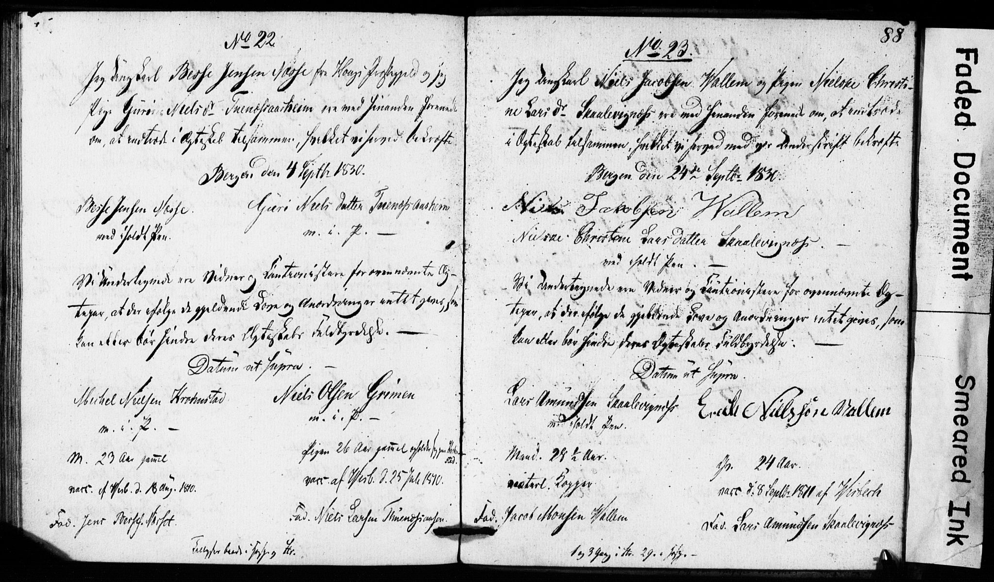 St. Jørgens hospital og Årstad sokneprestembete, SAB/A-99934: Best man's statements no. II.5.1, 1823-1831, p. 88