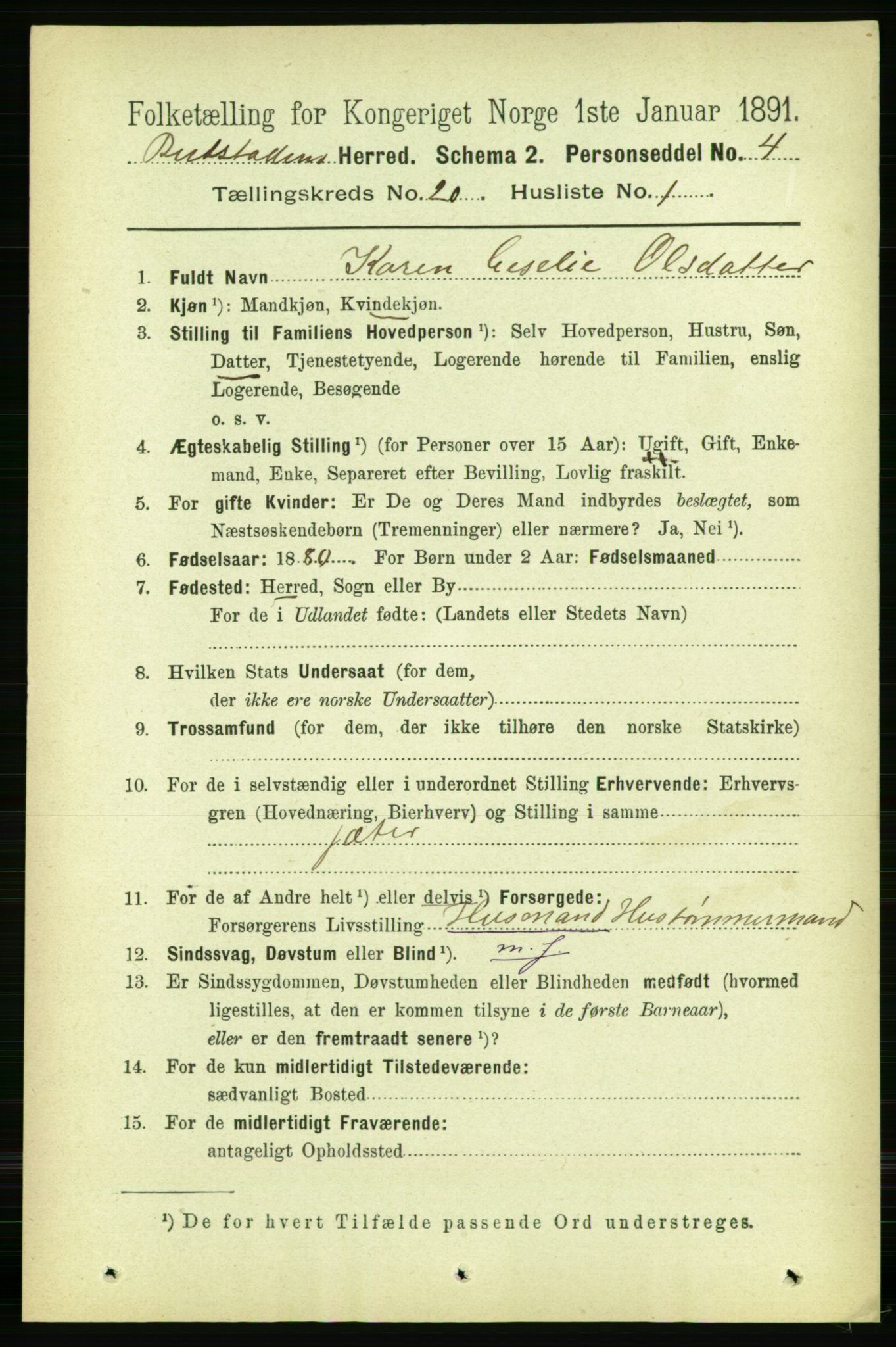 RA, 1891 census for 1727 Beitstad, 1891, p. 5113