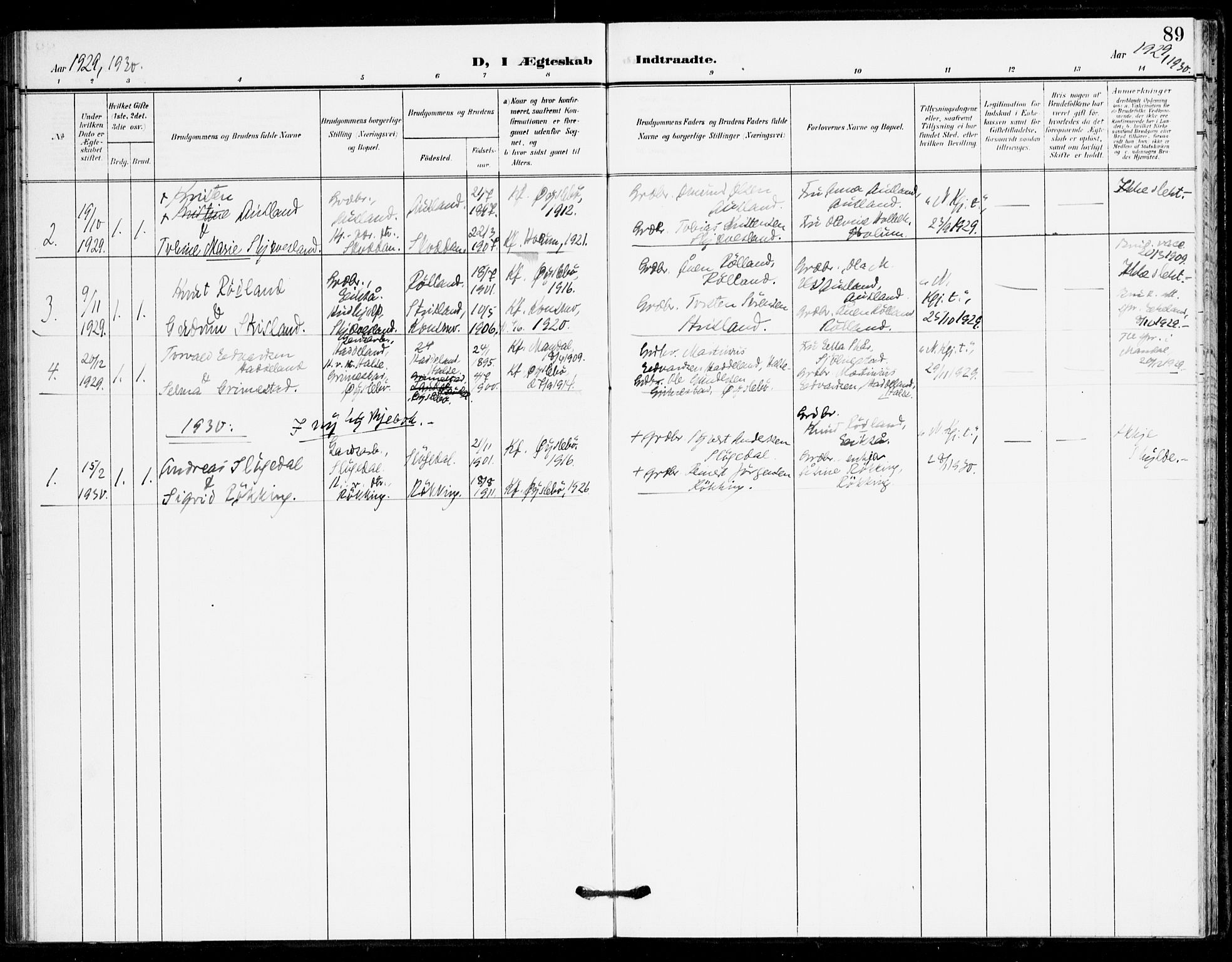 Holum sokneprestkontor, SAK/1111-0022/F/Fa/Fac/L0005: Parish register (official) no. A 5, 1908-1930, p. 89