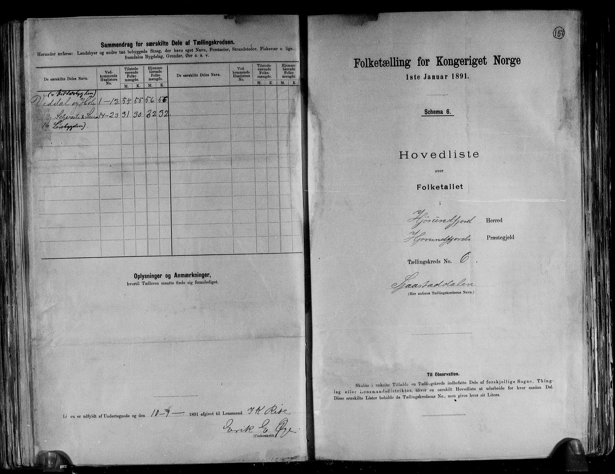 RA, 1891 census for 1522 Hjørundfjord, 1891, p. 15