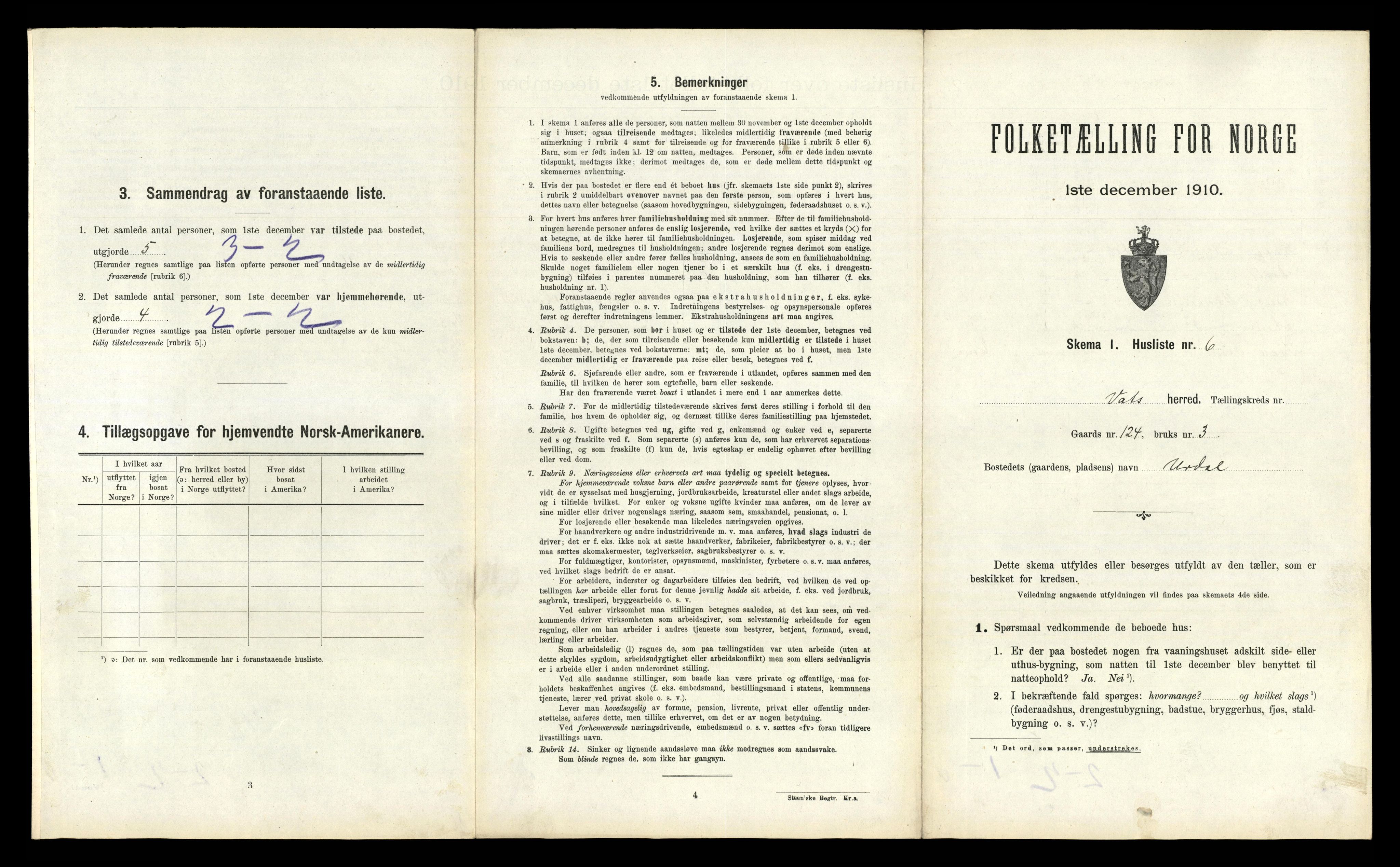 RA, 1910 census for Vats, 1910, p. 300