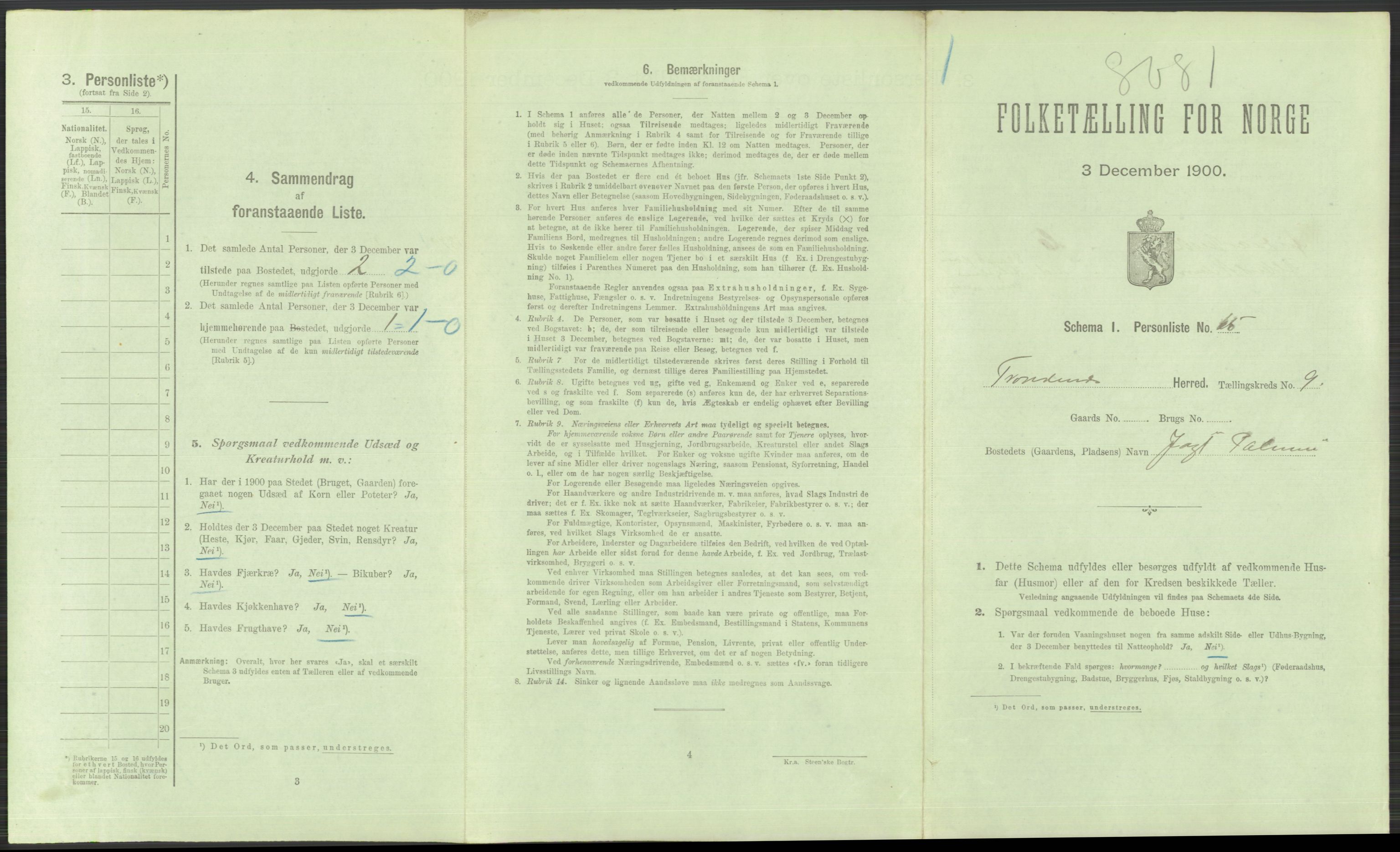 RA, 1900 Census - ship lists from ships in Norwegian harbours, harbours abroad and at sea, 1900, p. 3425