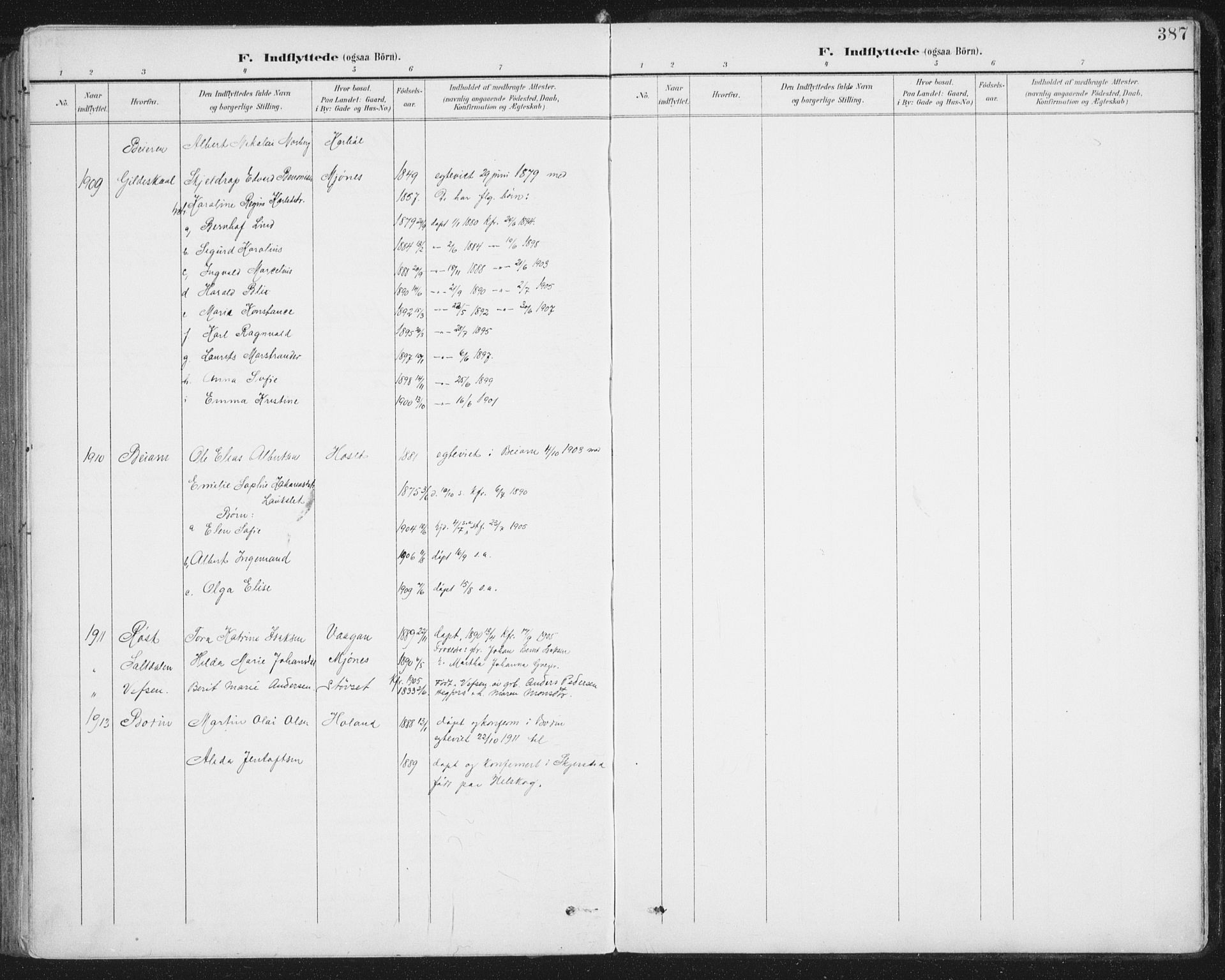 Ministerialprotokoller, klokkerbøker og fødselsregistre - Nordland, SAT/A-1459/852/L0741: Parish register (official) no. 852A11, 1894-1917, p. 387