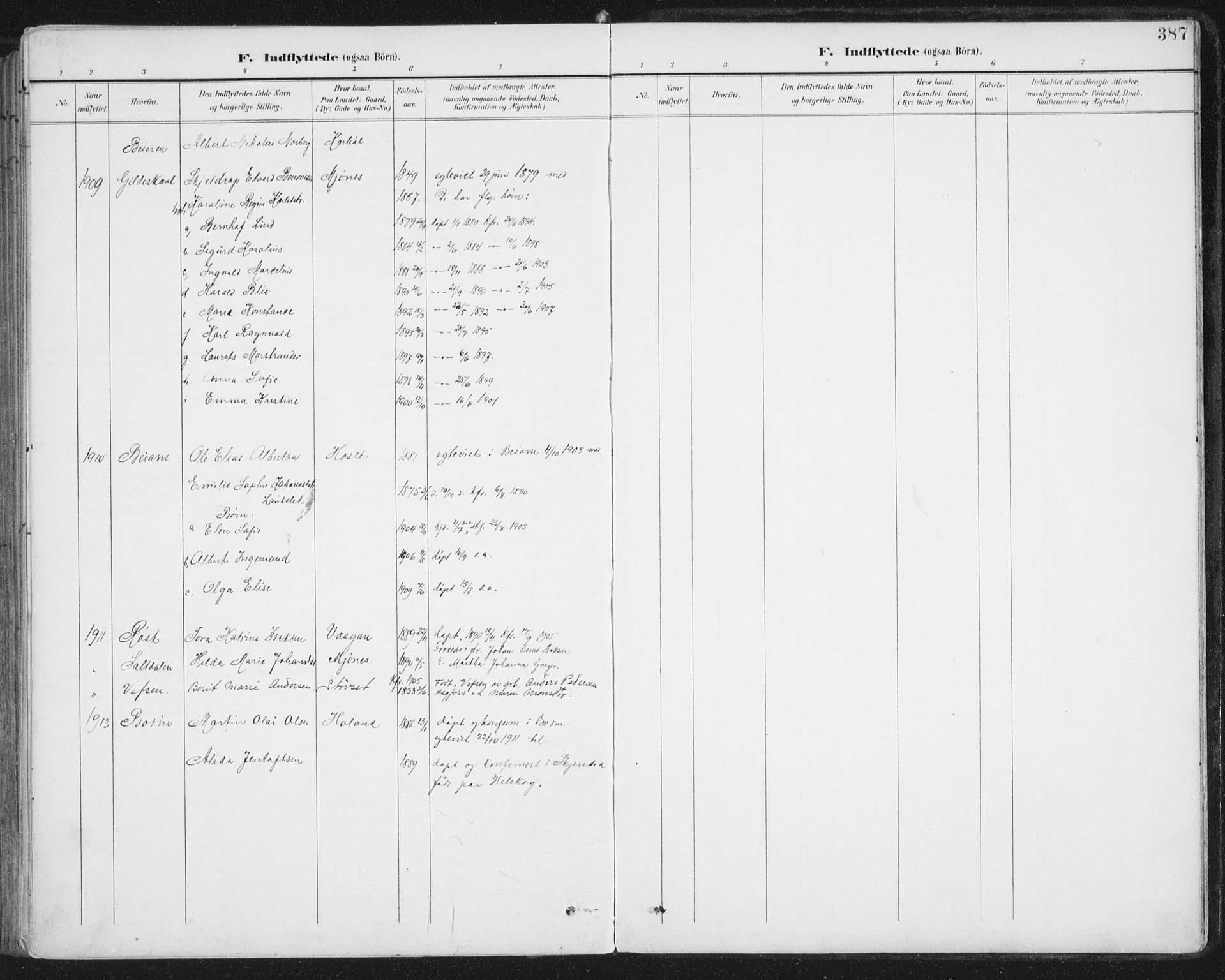 Ministerialprotokoller, klokkerbøker og fødselsregistre - Nordland, AV/SAT-A-1459/852/L0741: Parish register (official) no. 852A11, 1894-1917, p. 387