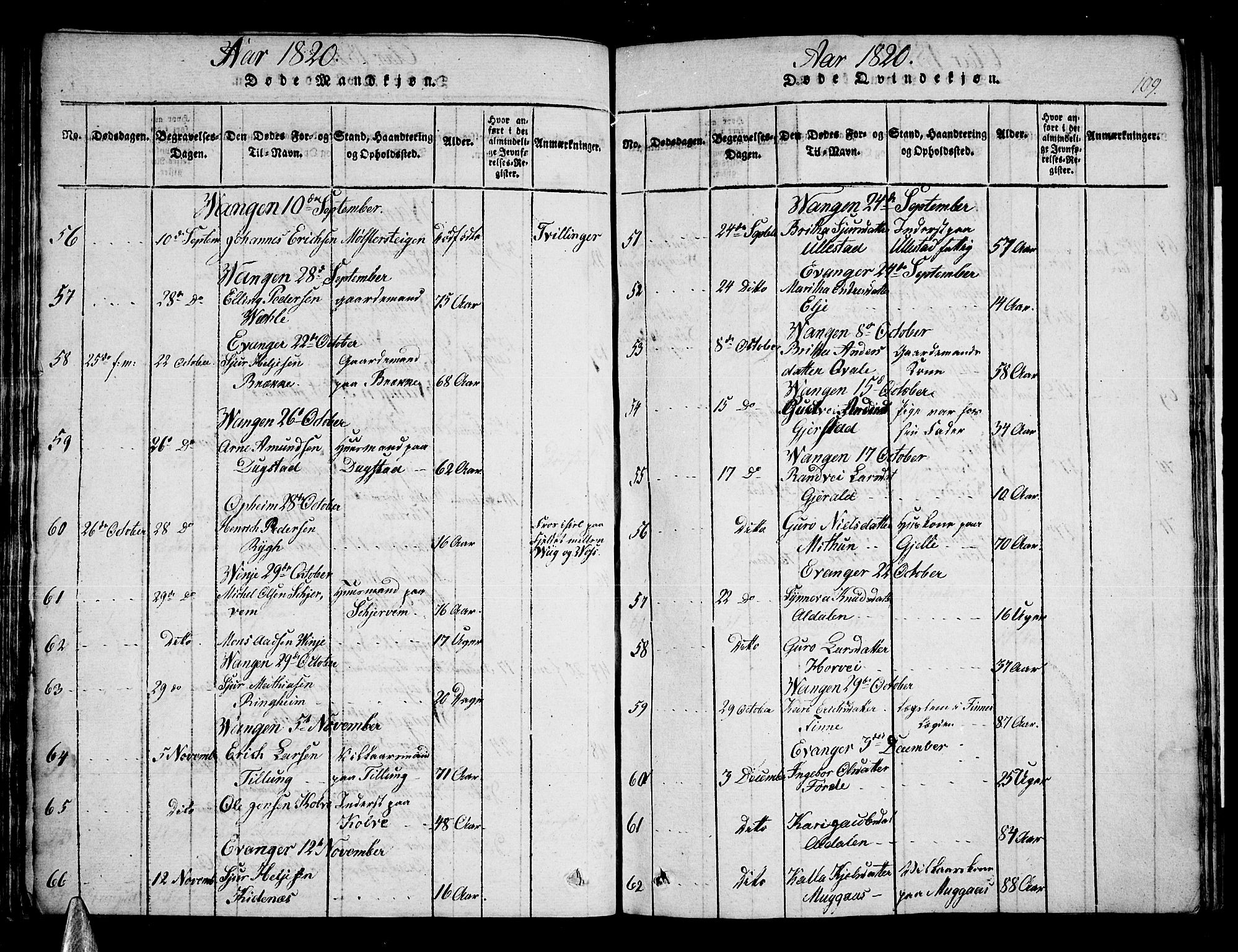 Voss sokneprestembete, AV/SAB-A-79001/H/Haa: Parish register (official) no. A 11, 1816-1827, p. 109