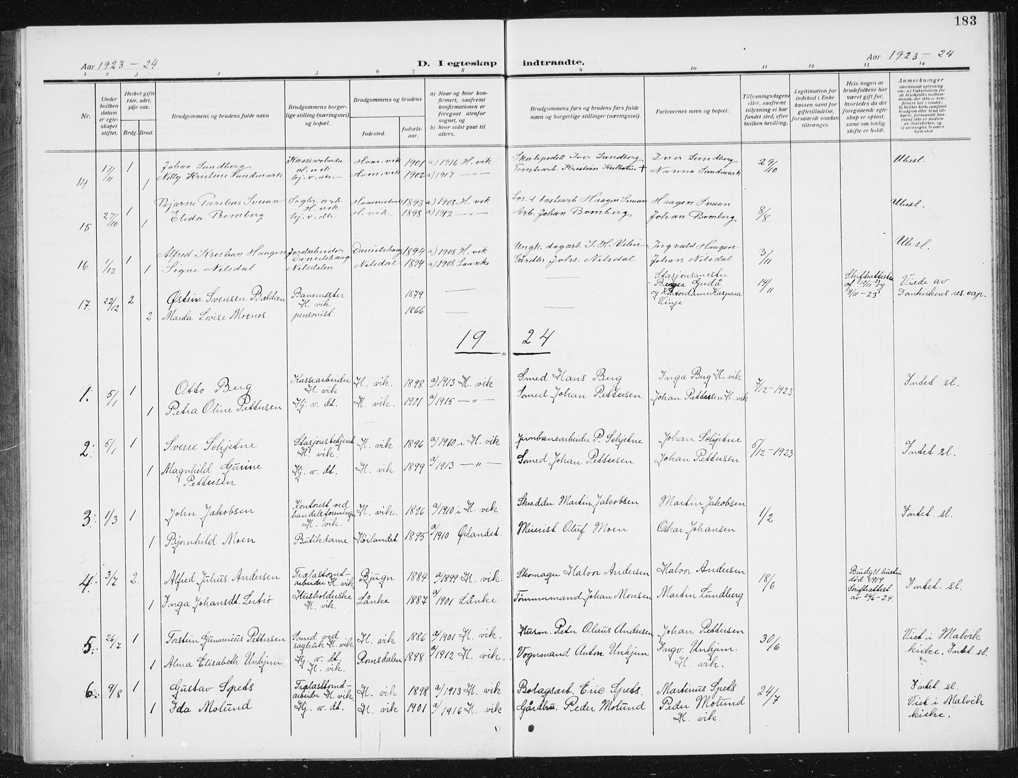 Ministerialprotokoller, klokkerbøker og fødselsregistre - Sør-Trøndelag, SAT/A-1456/617/L0431: Parish register (copy) no. 617C02, 1910-1936, p. 183