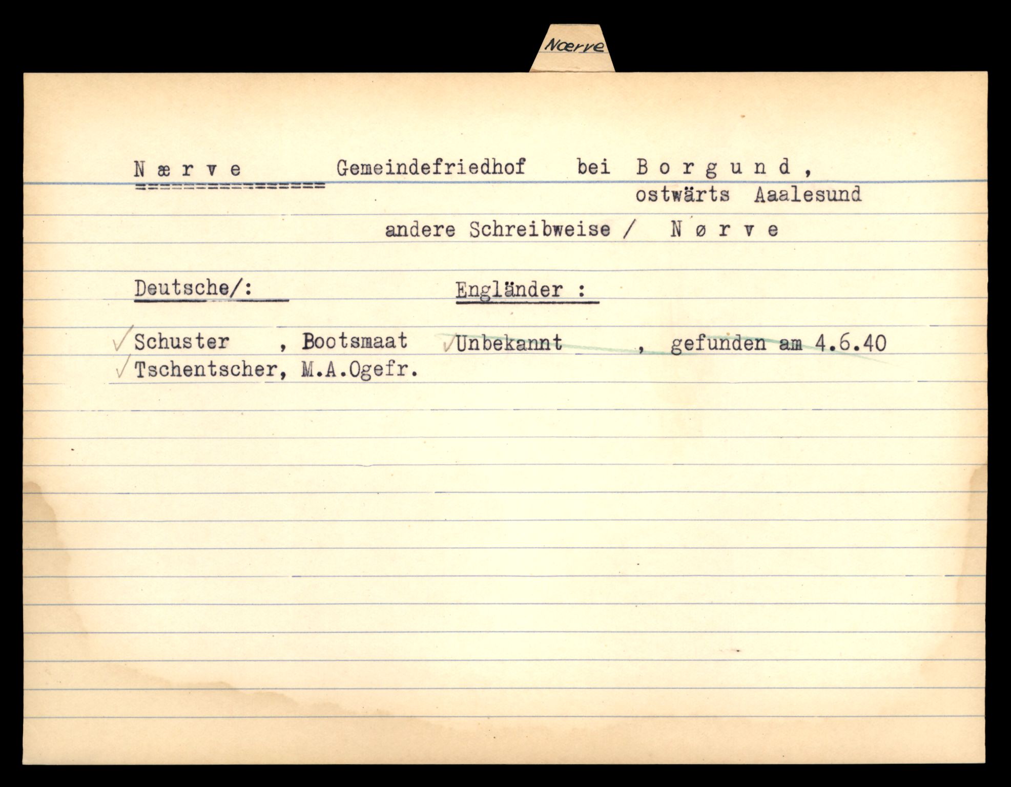 Distriktskontoret for krigsgraver, AV/SAT-A-5030/E/L0005: Kasett/kartotek over falne Britiske og tyske solater, samt andre nasjoners krigsgraver, 1945, p. 1809