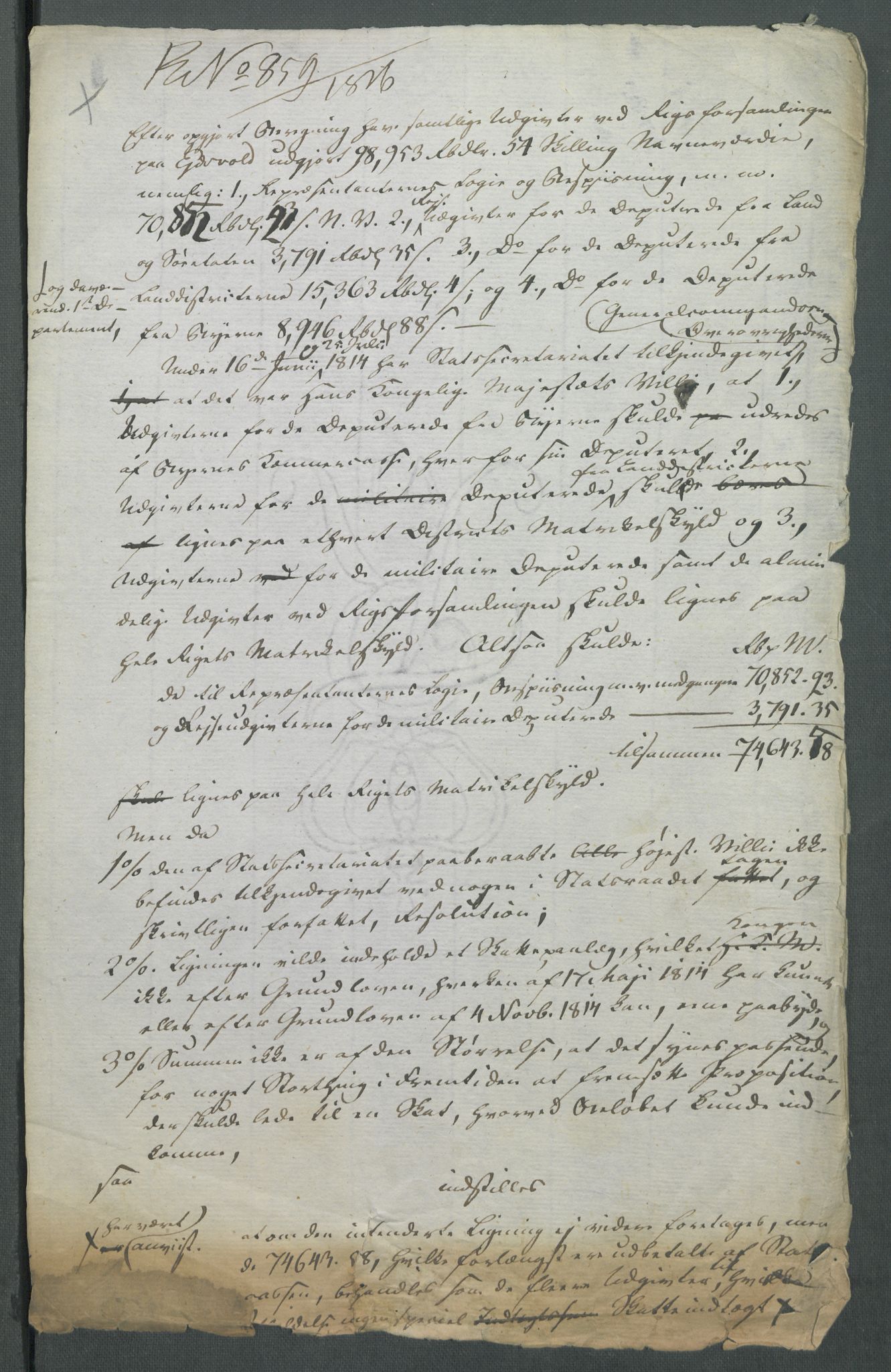 5. departement for finans-, handels- og tollfaget, AV/RA-S-3893/C/Cb/L0014: Regninger fra Riksforsamlingens deputerede, 1814, p. 69