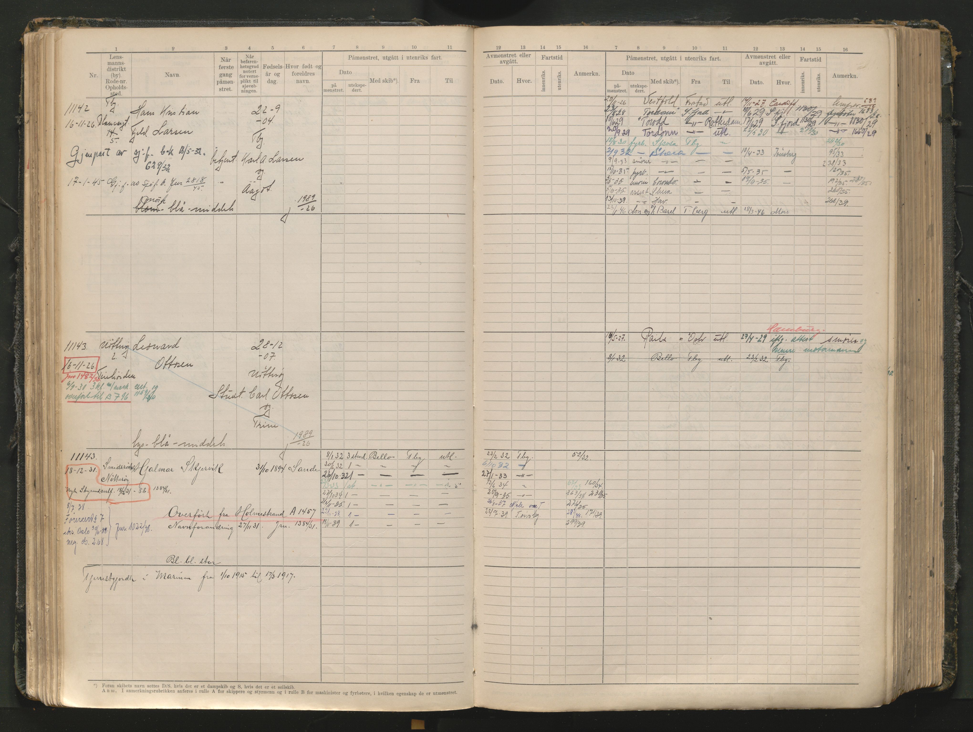 Tønsberg innrulleringskontor, AV/SAKO-A-786/F/Fc/Fcb/L0012: Hovedrulle Patent nr. 10828-12216, 1925-1948
