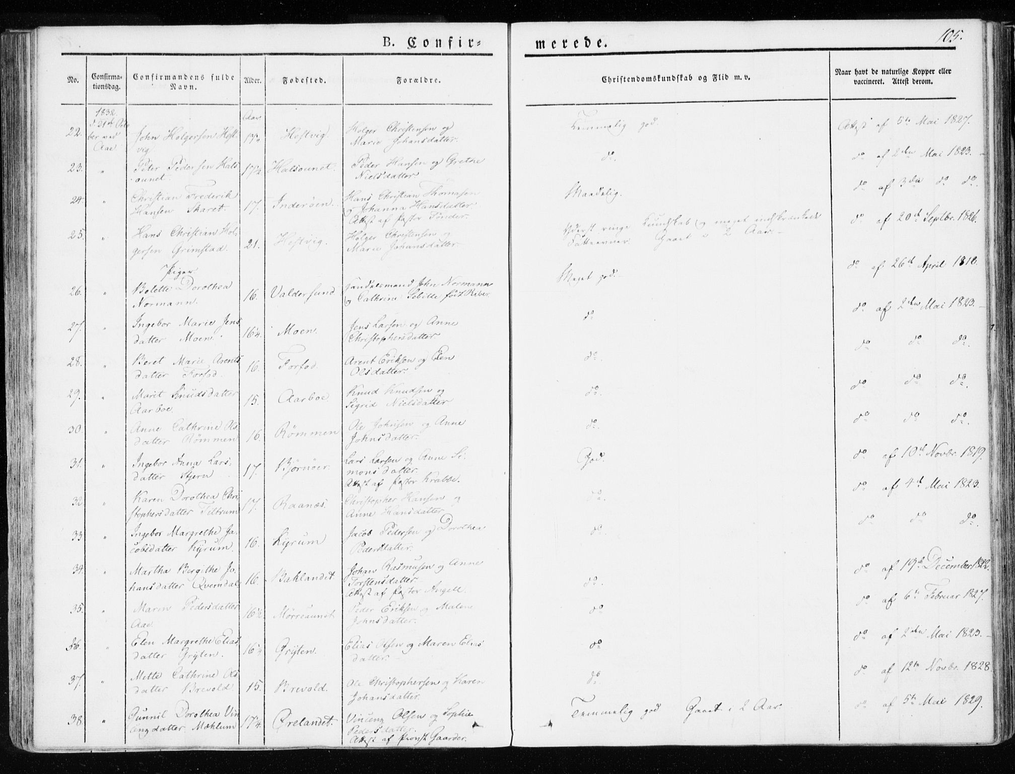 Ministerialprotokoller, klokkerbøker og fødselsregistre - Sør-Trøndelag, SAT/A-1456/655/L0676: Parish register (official) no. 655A05, 1830-1847, p. 105