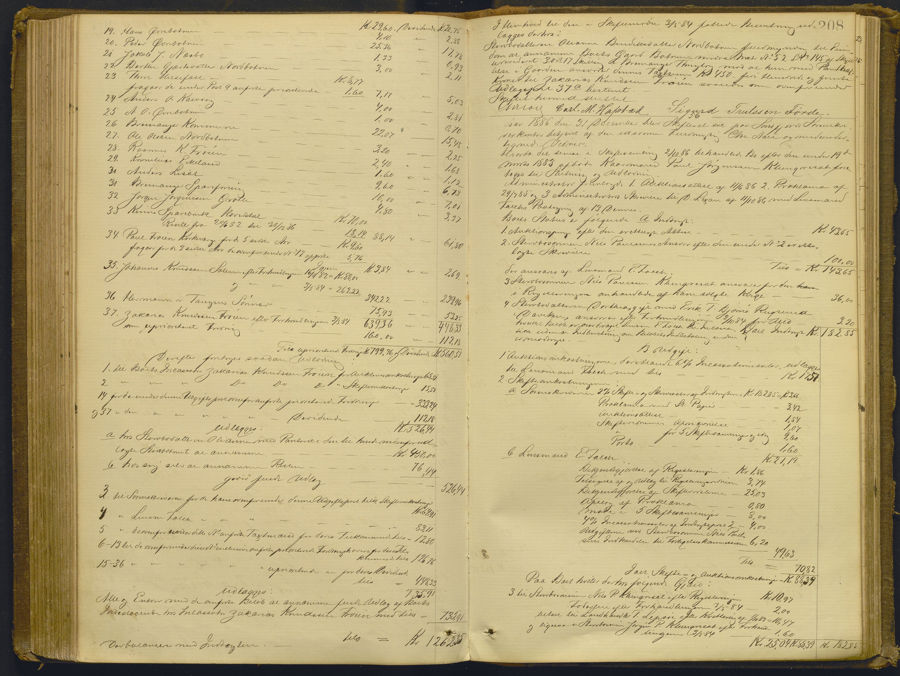 Sunnfjord tingrett, AV/SAB-A-3201/1/H/Hd/L0006: Skifteutlodningsprotokoll, 1881-1889, p. 207b-208a