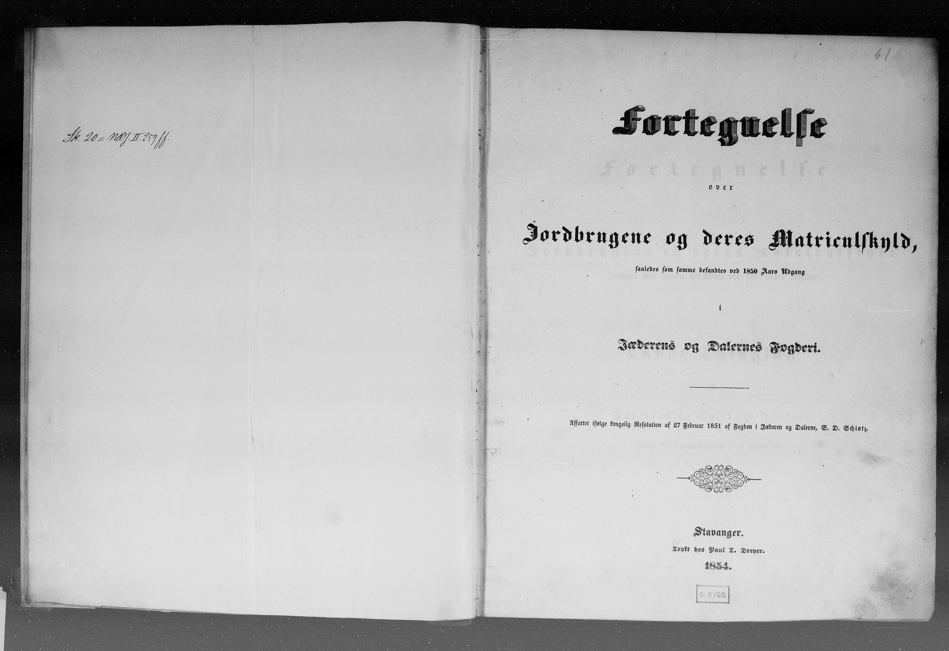 Rygh, RA/PA-0034/F/Fb/L0010: Matrikkelen for 1838 - Stavanger amt (Rogaland fylke), 1838