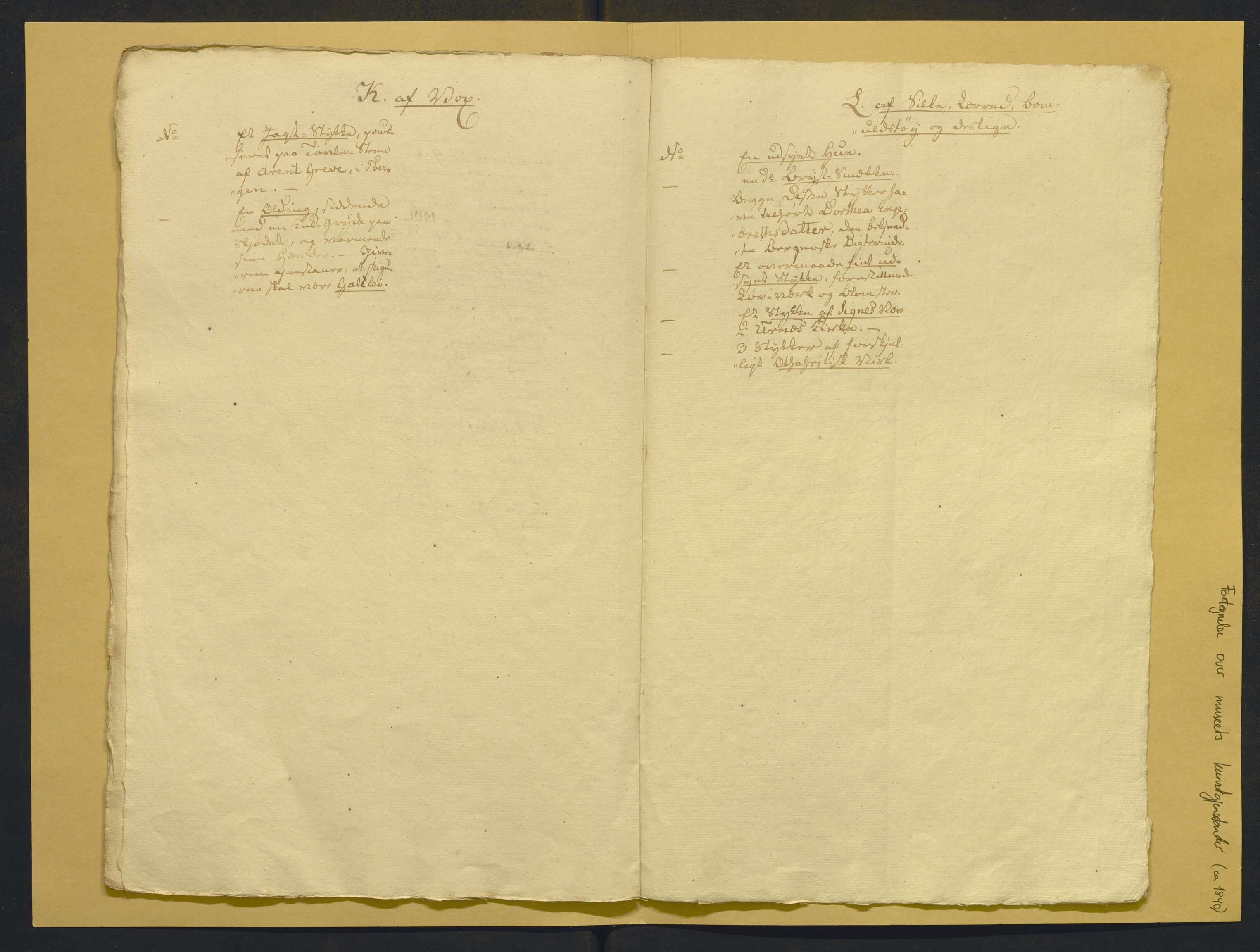 Bergens Museum, AV/SAB-A-17301/02/F/L0001: Kataloger over gjenstander og pergamentbrev , 1825-1880, p. 93