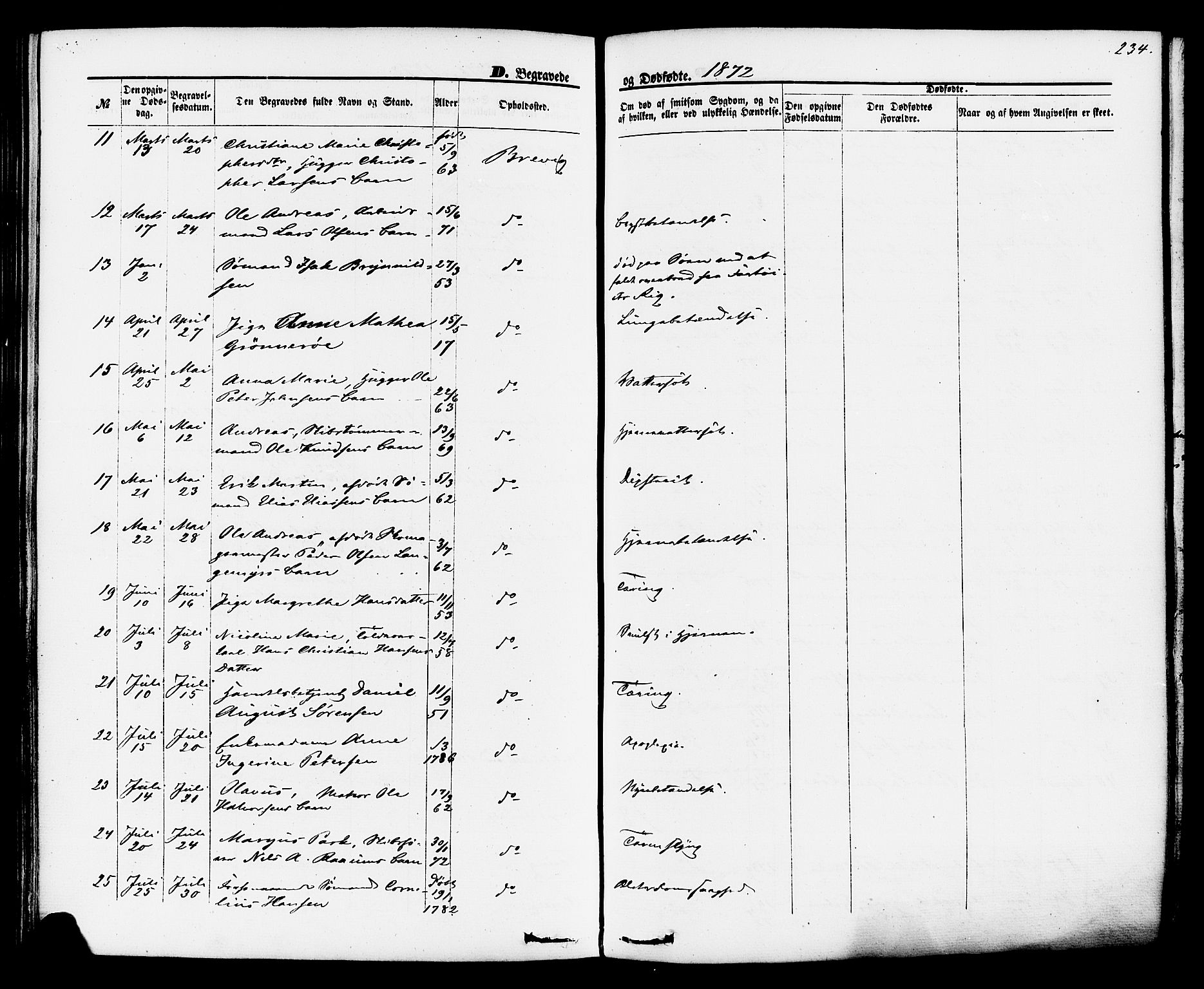 Brevik kirkebøker, AV/SAKO-A-255/F/Fa/L0006: Parish register (official) no. 6, 1866-1881, p. 234