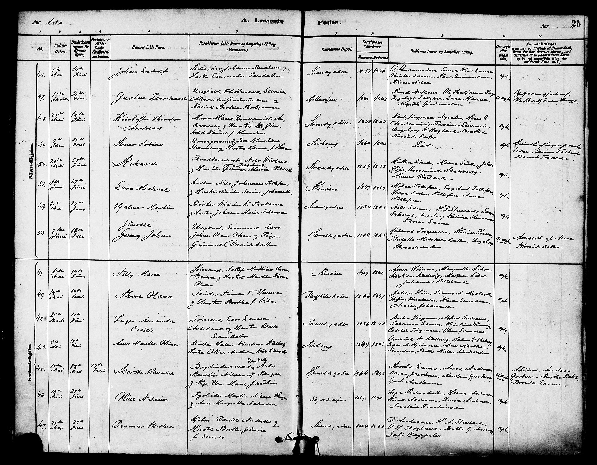 Haugesund sokneprestkontor, SAST/A -101863/H/Ha/Haa/L0003: Parish register (official) no. A 3, 1885-1890, p. 25