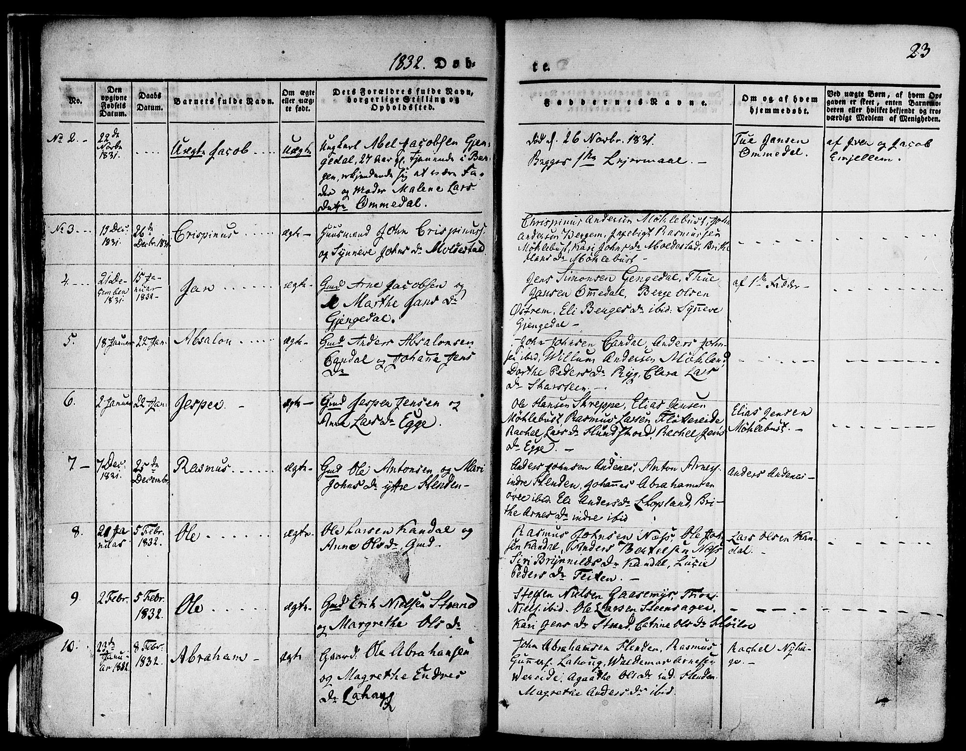 Gloppen sokneprestembete, SAB/A-80101/H/Haa/Haaa/L0007: Parish register (official) no. A 7, 1827-1837, p. 23