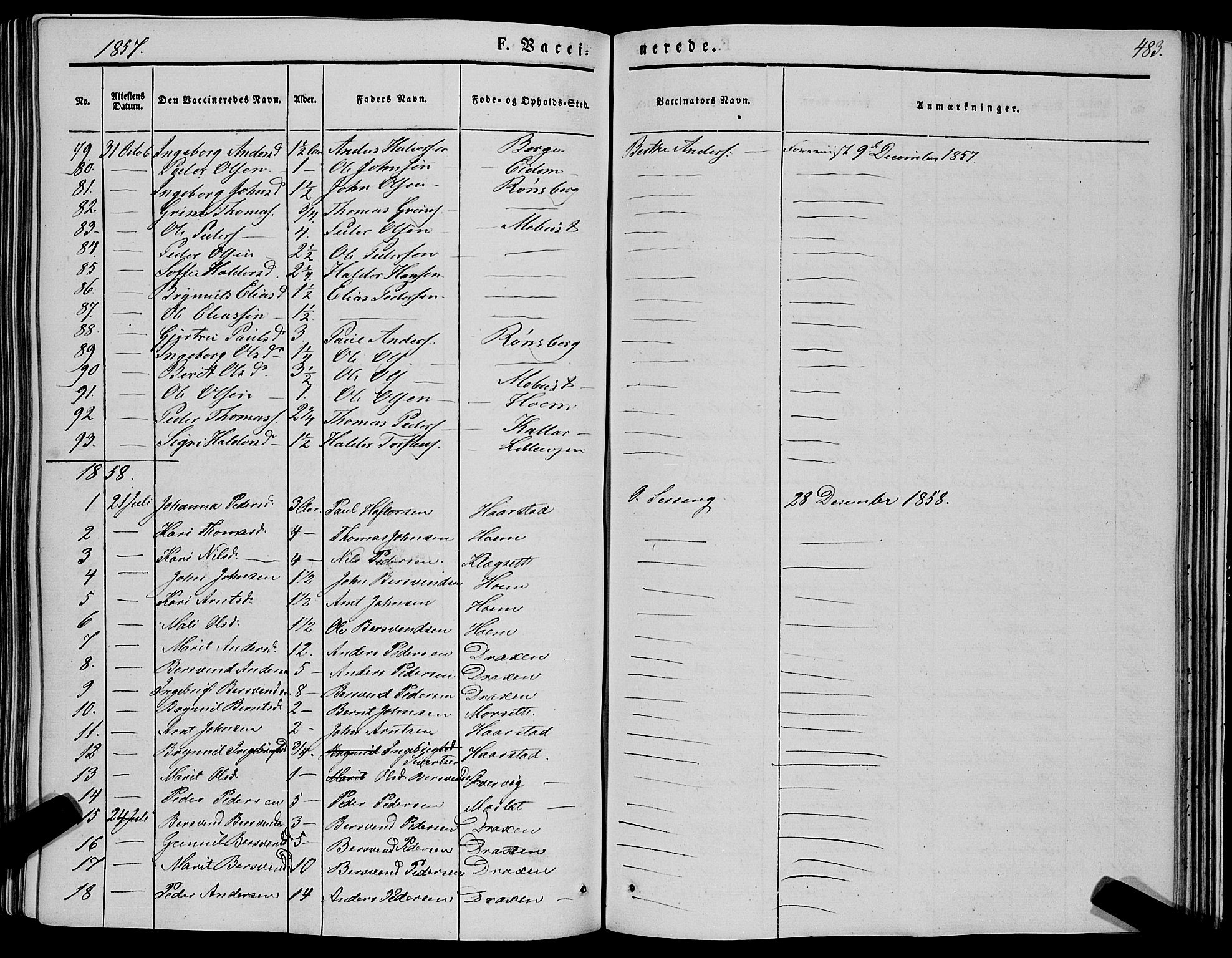 Ministerialprotokoller, klokkerbøker og fødselsregistre - Sør-Trøndelag, SAT/A-1456/695/L1145: Parish register (official) no. 695A06 /1, 1843-1859, p. 483