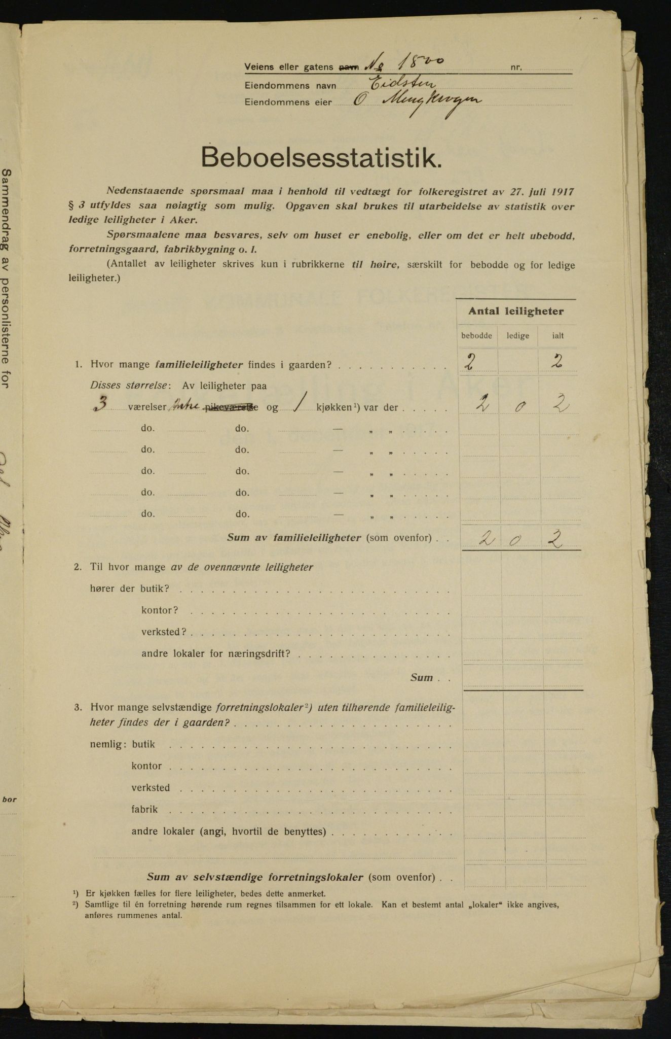 OBA, Municipal Census 1917 for Aker, 1917, p. 25663