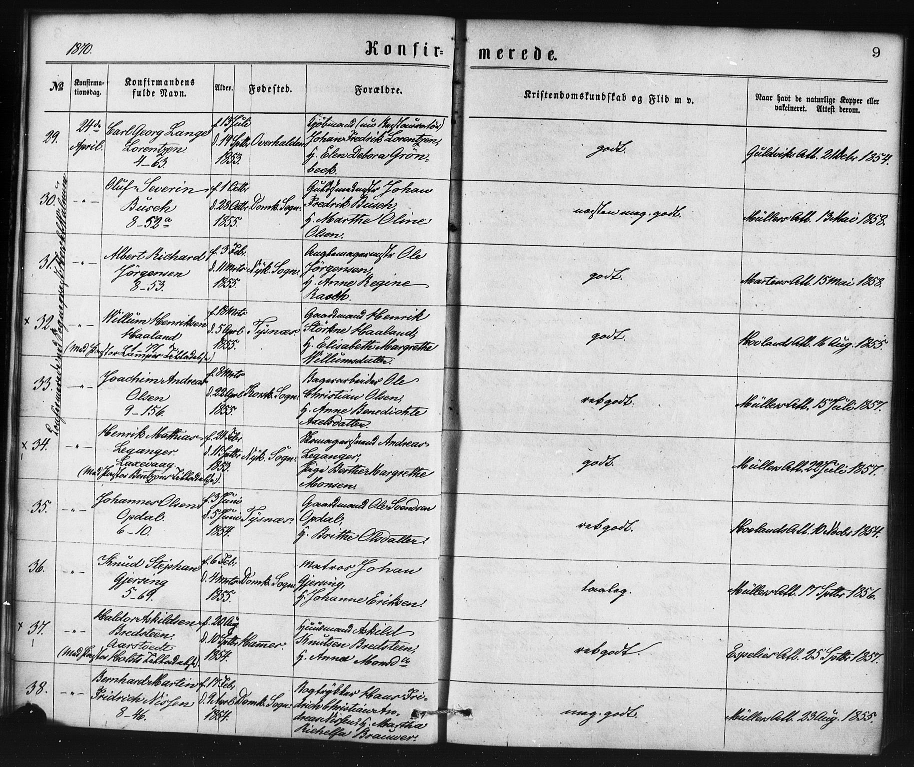 Nykirken Sokneprestembete, SAB/A-77101/H/Haa/L0025: Parish register (official) no. C 4, 1870-1886, p. 9