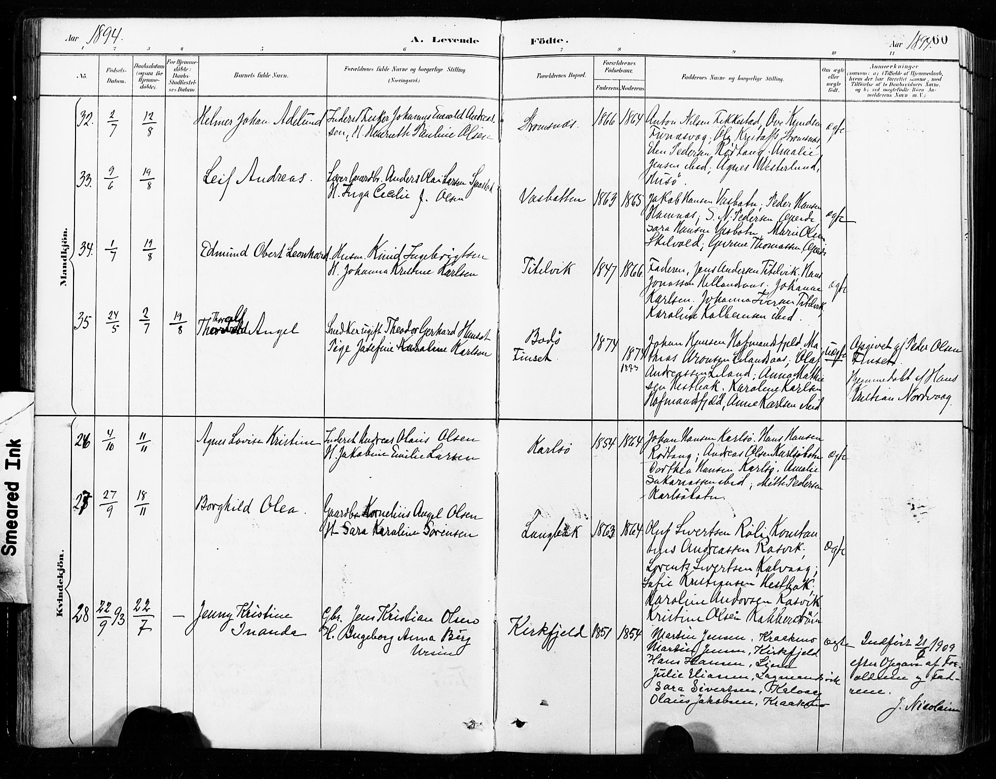 Ministerialprotokoller, klokkerbøker og fødselsregistre - Nordland, AV/SAT-A-1459/859/L0847: Parish register (official) no. 859A07, 1890-1899, p. 60