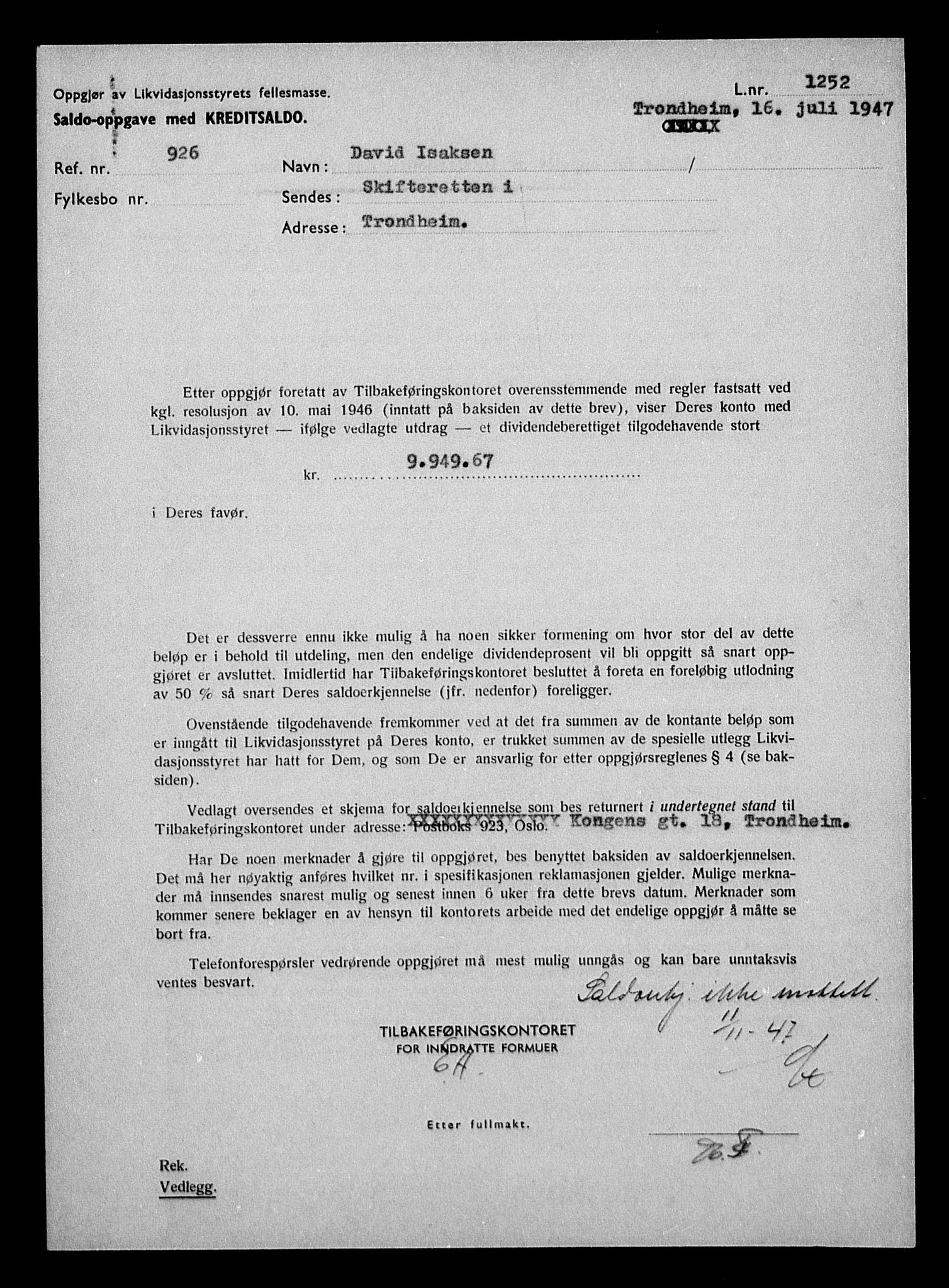 Justisdepartementet, Tilbakeføringskontoret for inndratte formuer, RA/S-1564/H/Hc/Hca/L0896: --, 1945-1947, p. 490