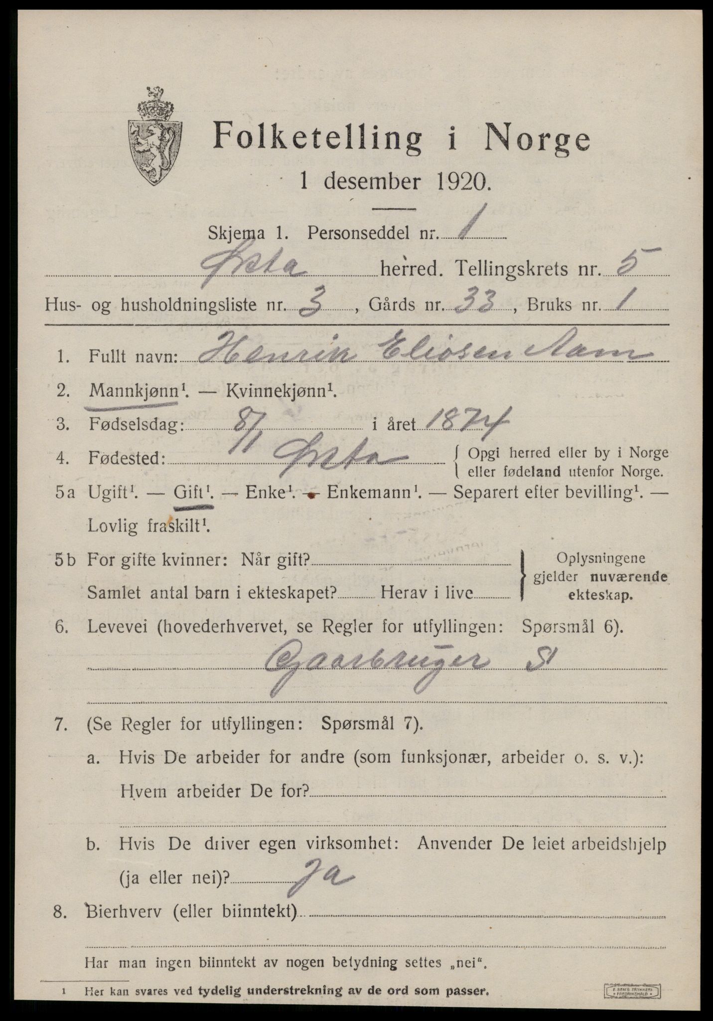 SAT, 1920 census for Ørsta, 1920, p. 4334