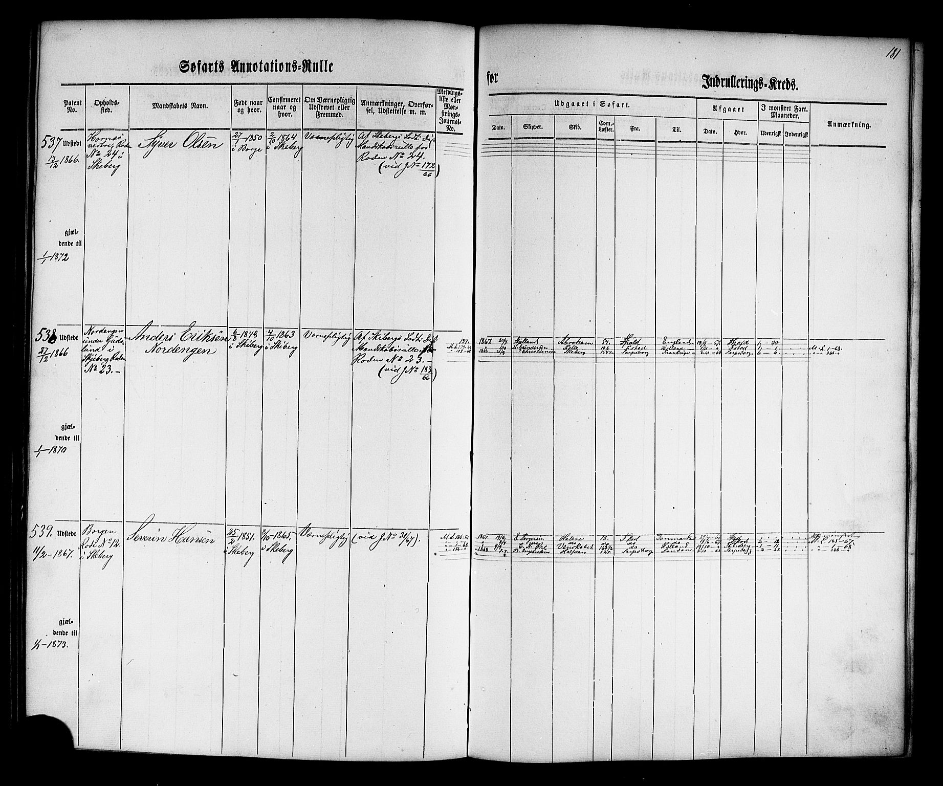 Halden mønstringskontor, SAO/A-10569a/F/Fc/Fca/L0001: Annotasjonsrulle, 1860-1868, p. 165