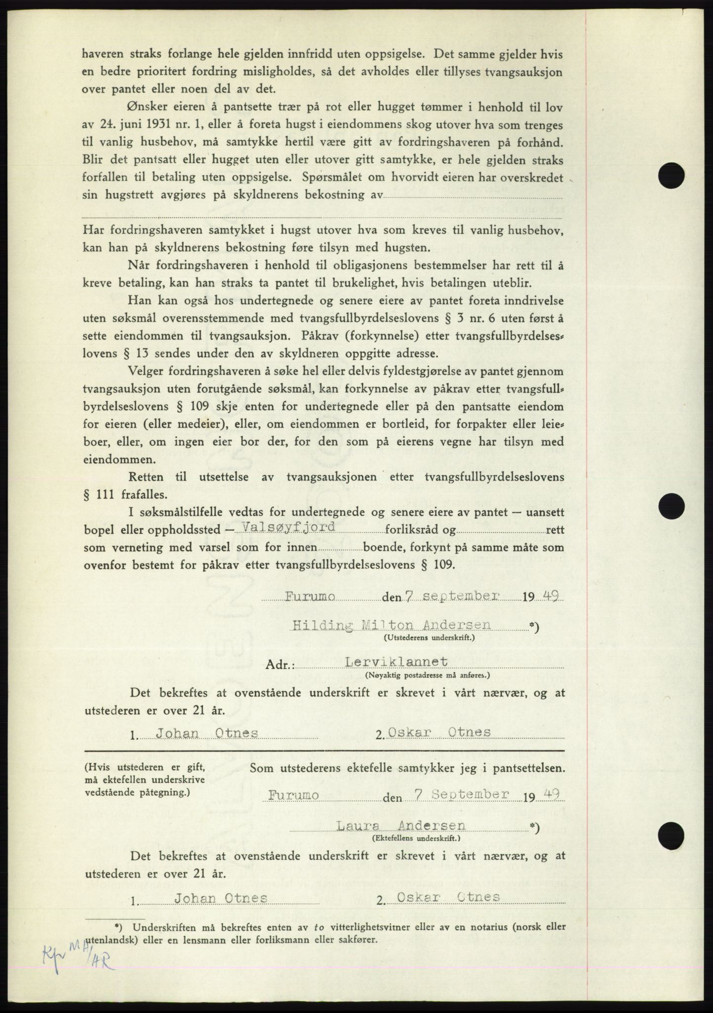 Nordmøre sorenskriveri, AV/SAT-A-4132/1/2/2Ca: Mortgage book no. B102, 1949-1949, Diary no: : 2515/1949