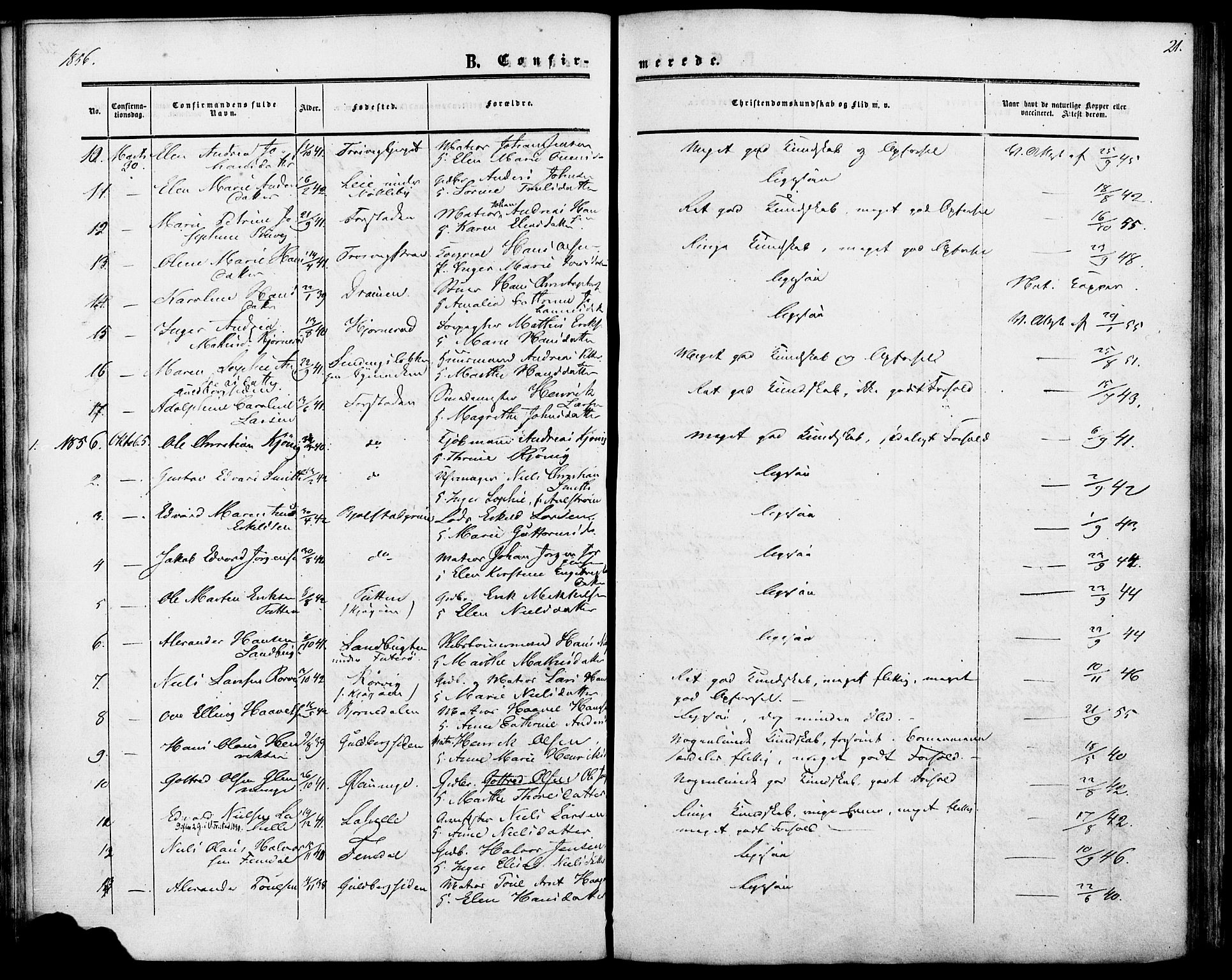 Glemmen prestekontor Kirkebøker, SAO/A-10908/F/Fa/L0006: Parish register (official) no. 6, 1849-1865, p. 21