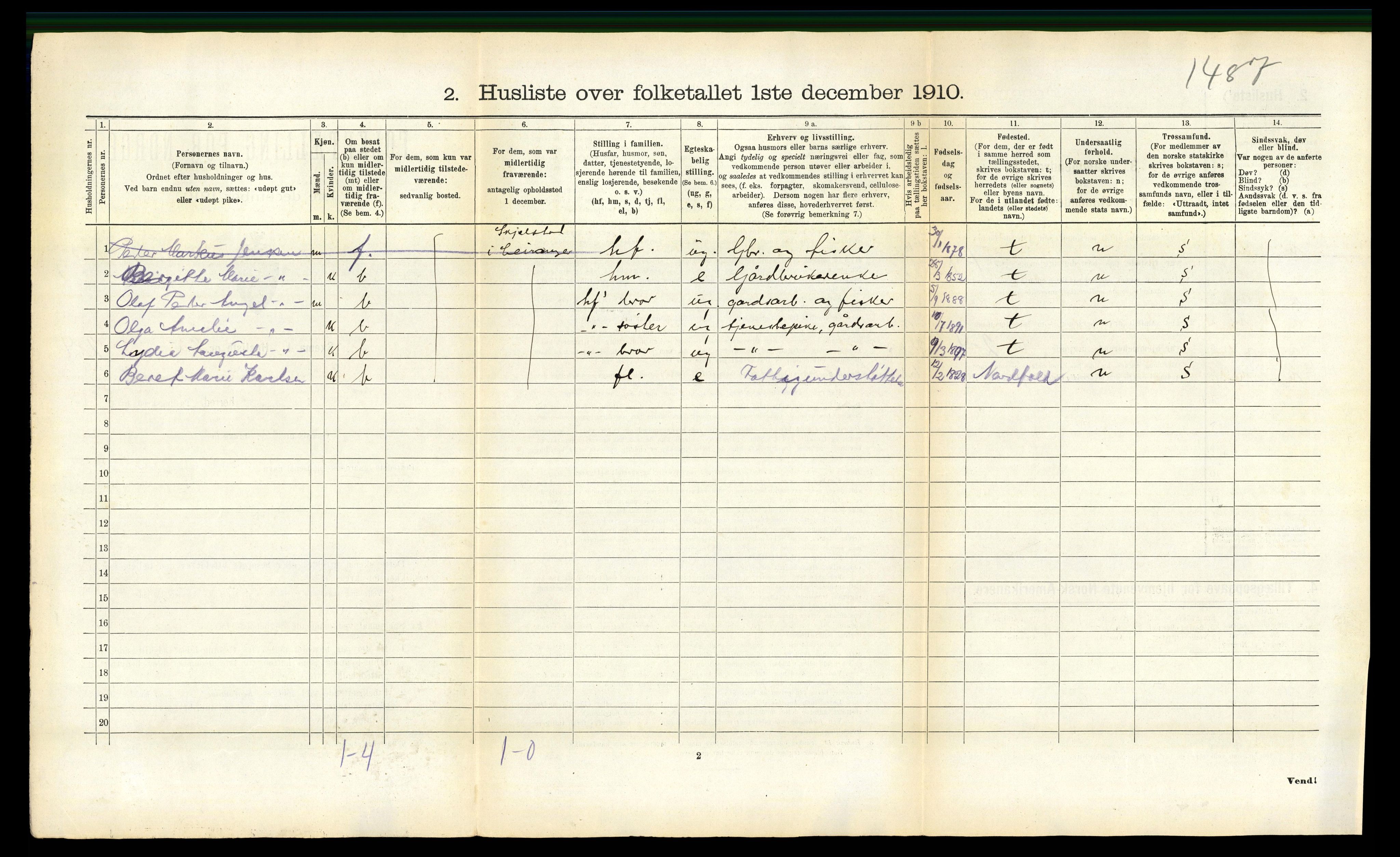 RA, 1910 census for Leiranger, 1910, p. 358