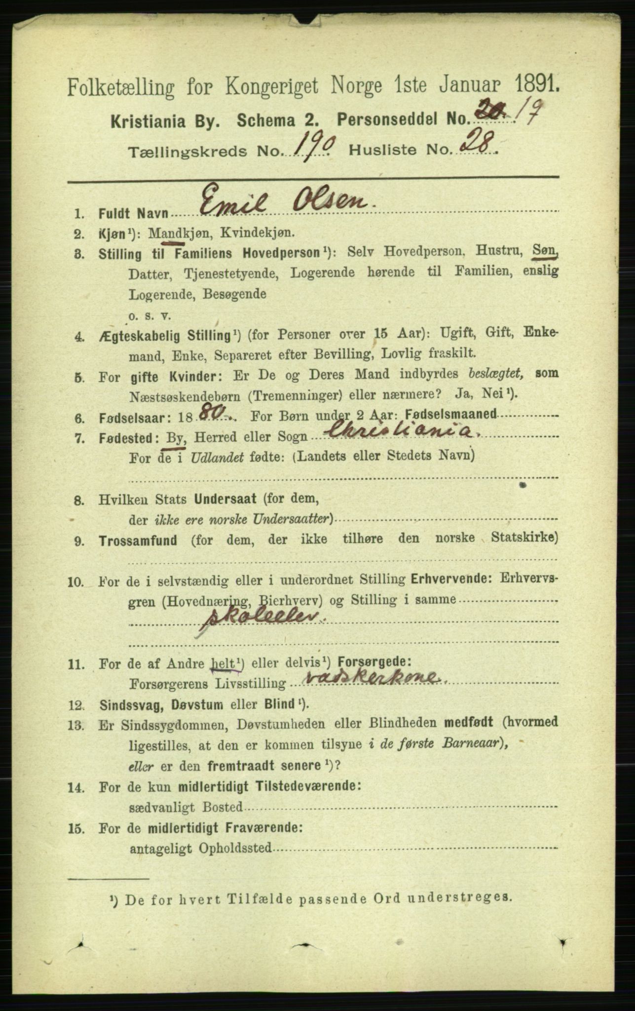 RA, 1891 census for 0301 Kristiania, 1891, p. 114424