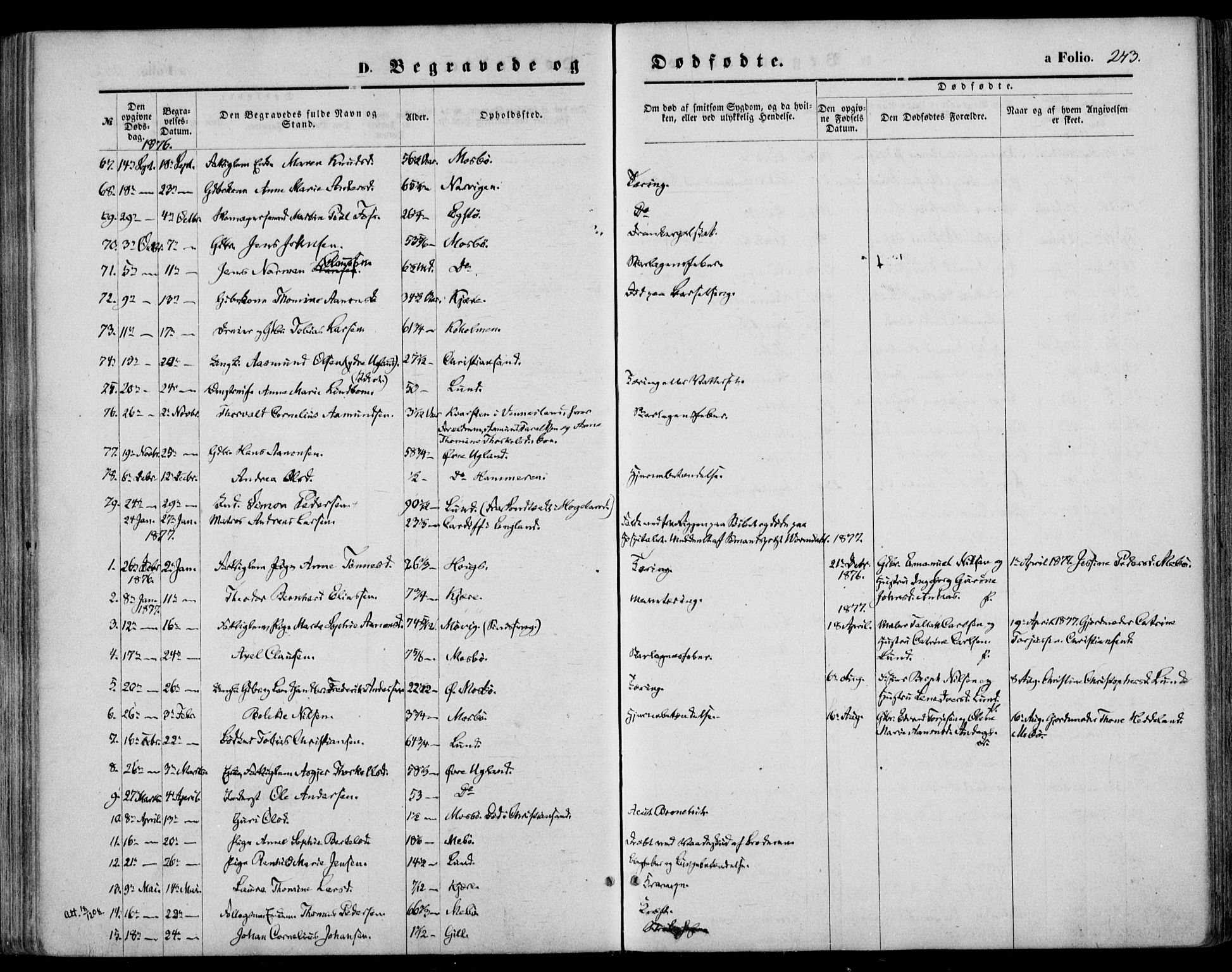 Oddernes sokneprestkontor, AV/SAK-1111-0033/F/Fa/Faa/L0008: Parish register (official) no. A 8, 1864-1880, p. 243