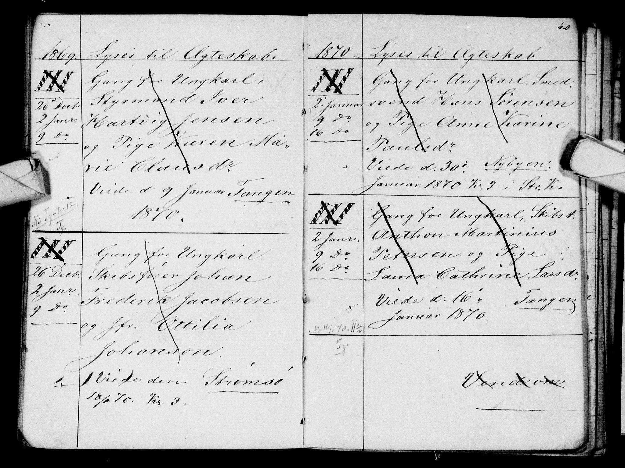 Strømsø kirkebøker, AV/SAKO-A-246/H/Ha/L0003: Banns register no. 3, 1866-1874, p. 40