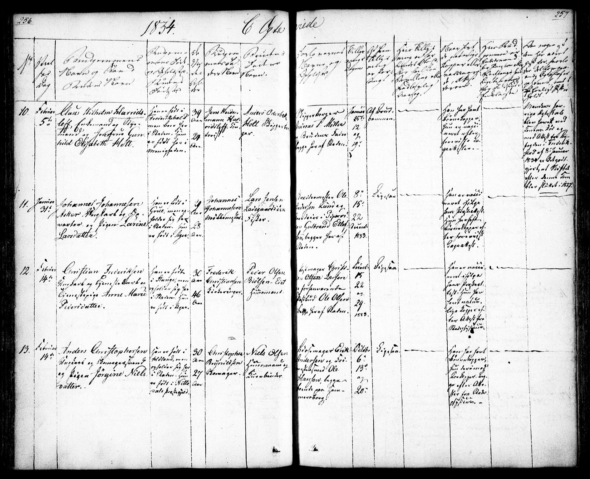 Oslo domkirke Kirkebøker, SAO/A-10752/F/Fa/L0019: Parish register (official) no. 19, 1828-1847, p. 256-257